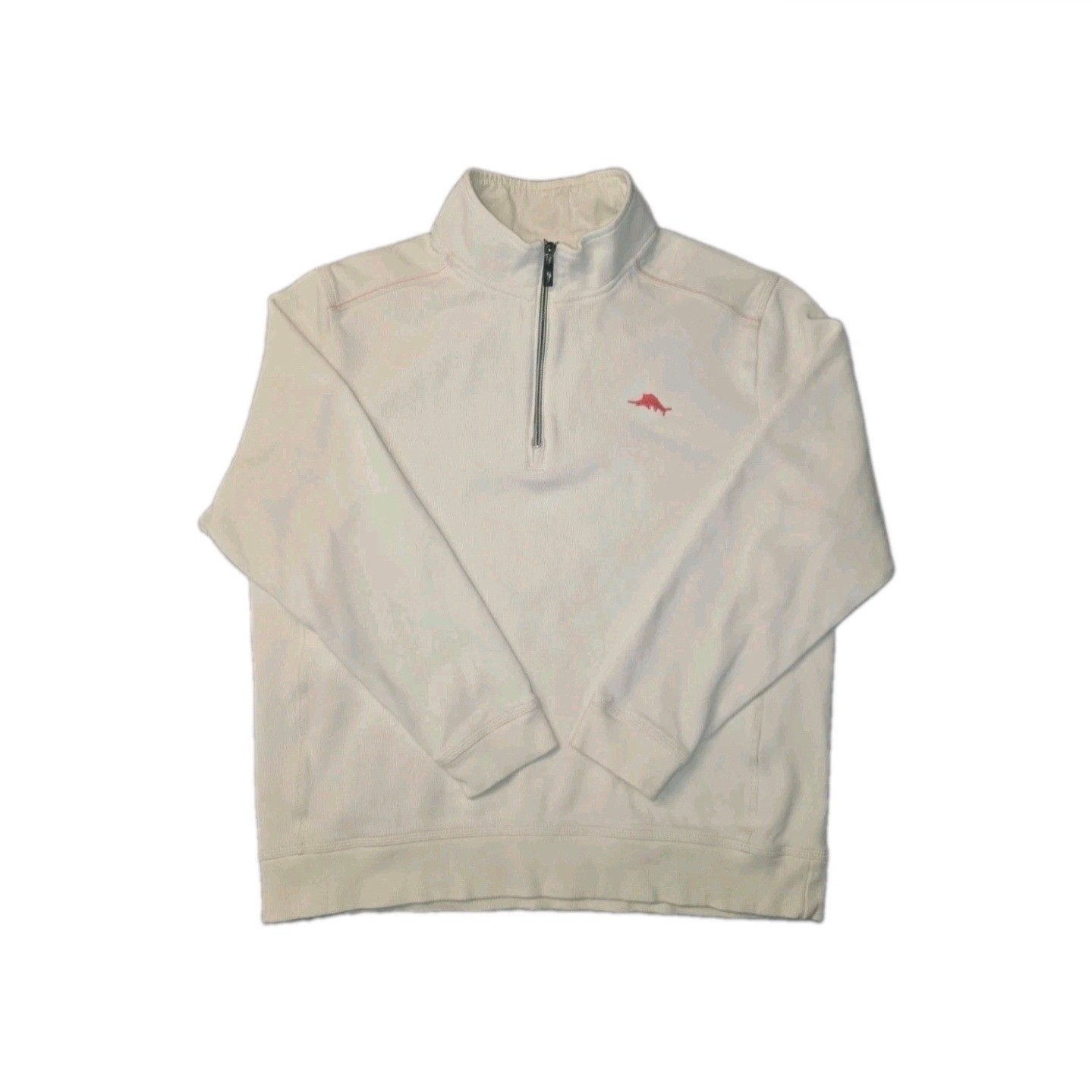 Tommy Bahama Cotton Blend 1/2 Zip Ivory Size L Huntington Beach Pullover Sweater