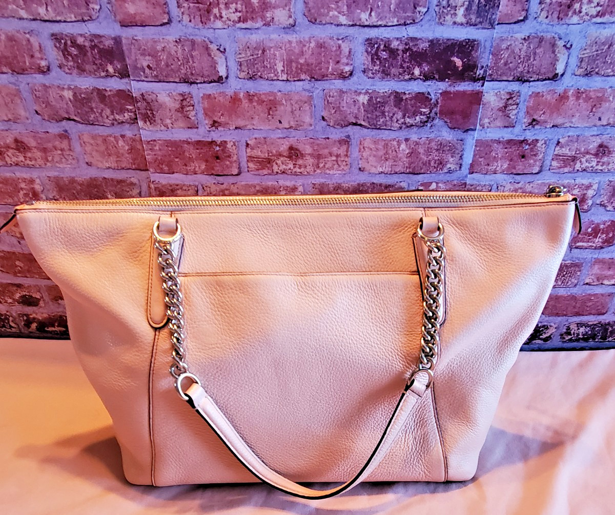 Coach F29007 Pebble Leather AVA Chain Tote- Light Pink- Good used condition