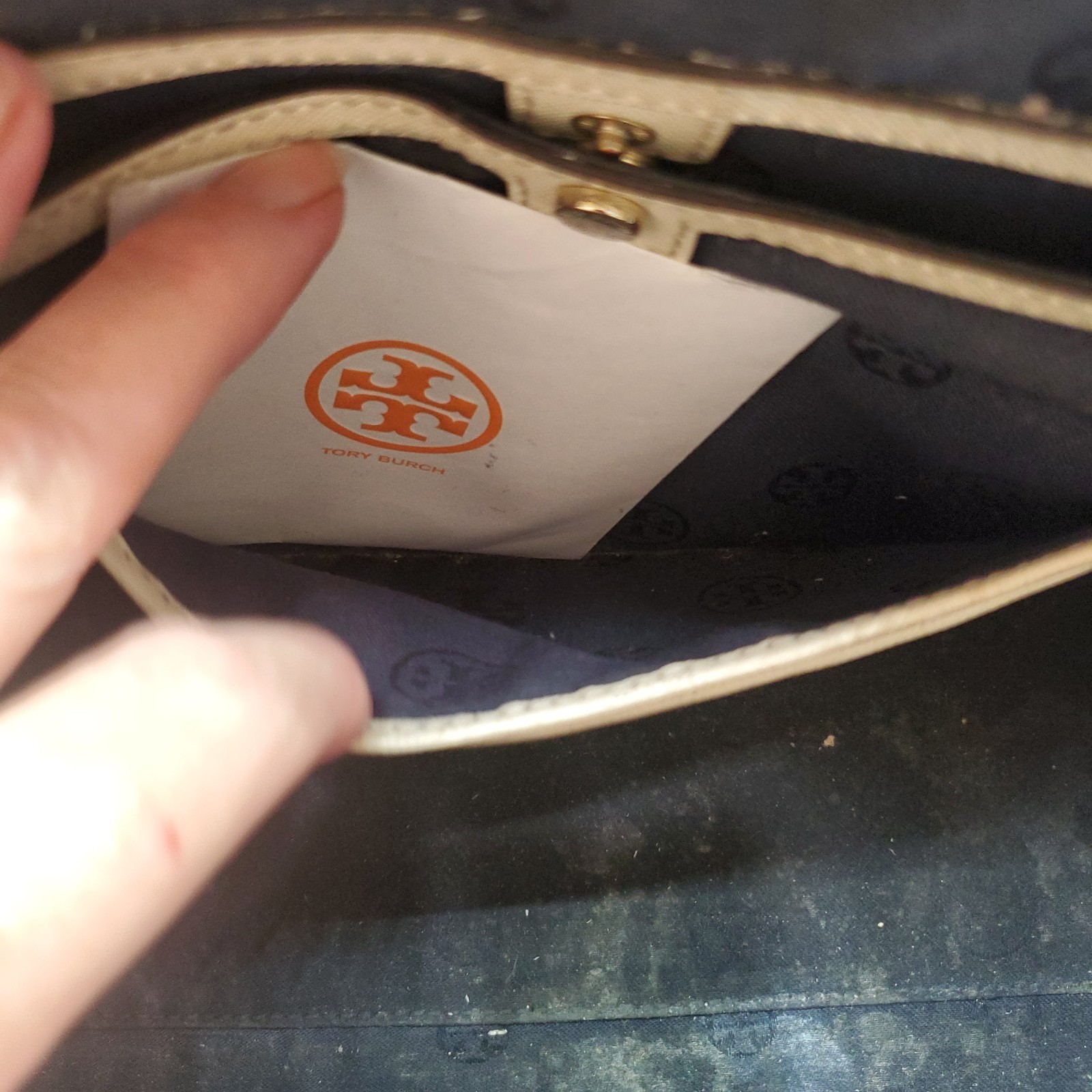 Tory Burch Curved Robinson Color Block Wear To Handles $408.10 Receipt Inside