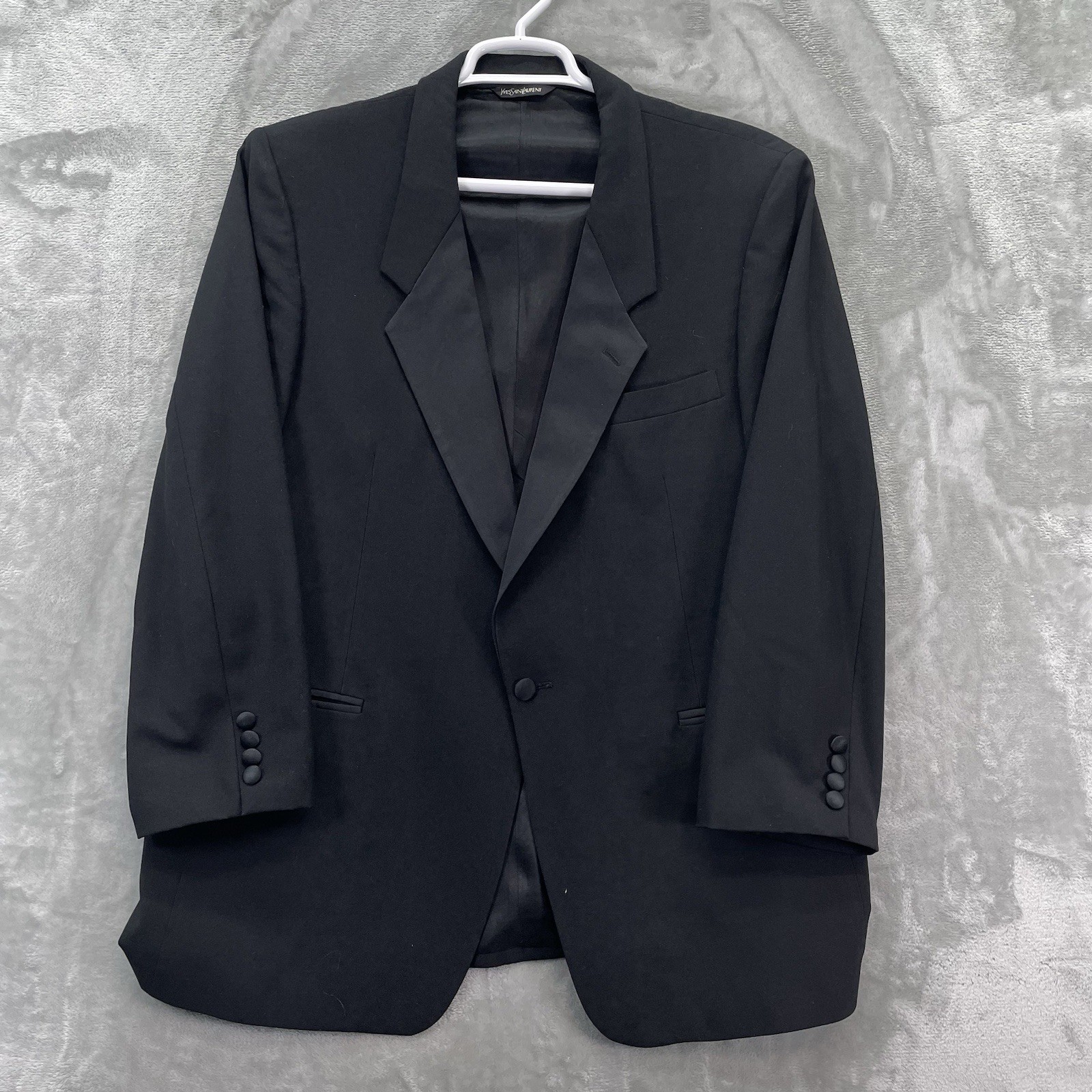 YVES saint Laurent Blazer Men 44R Jacket tuxedo one button supper formal black
