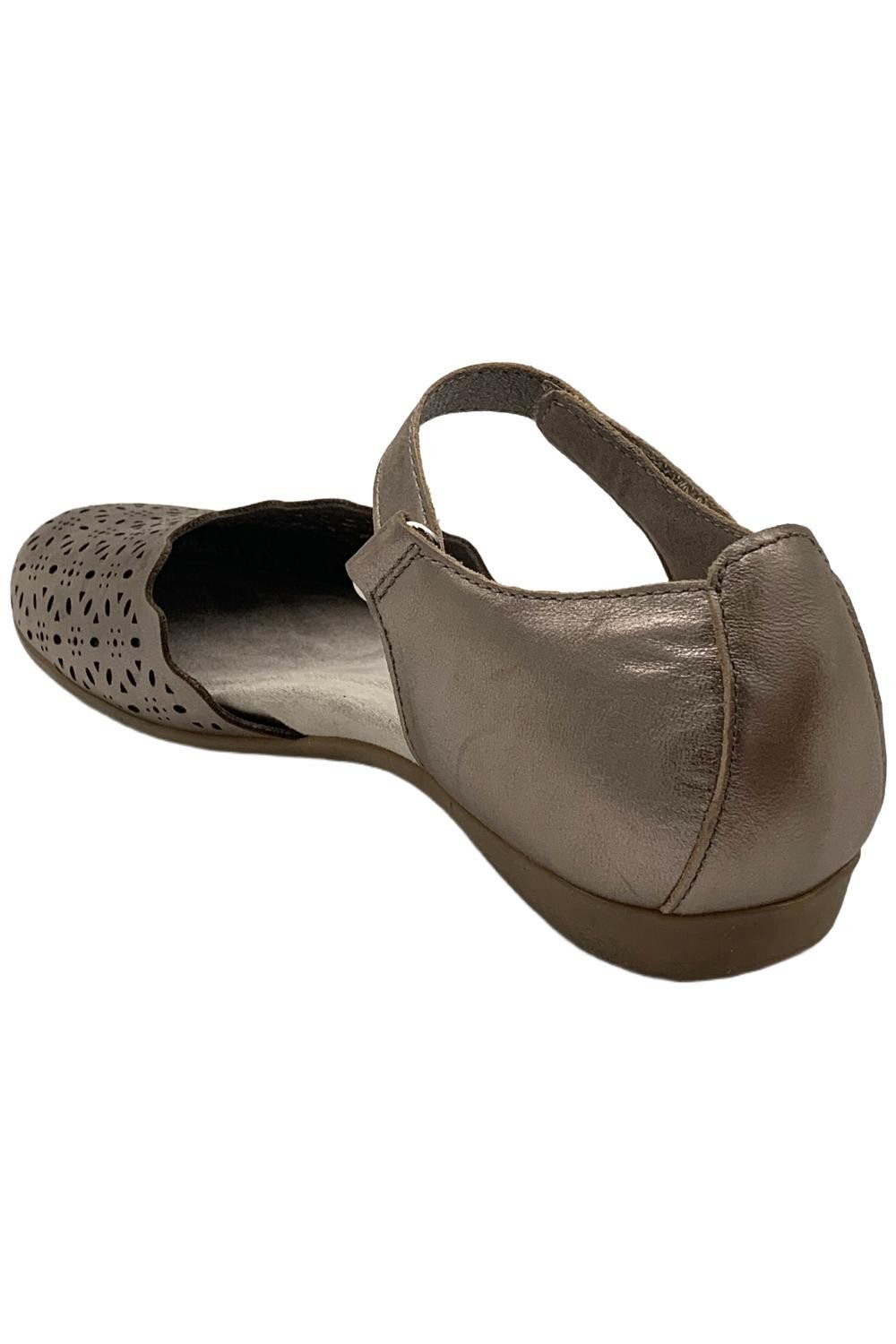 Earth Leather Perforated Mary Janes Brynn Pewter