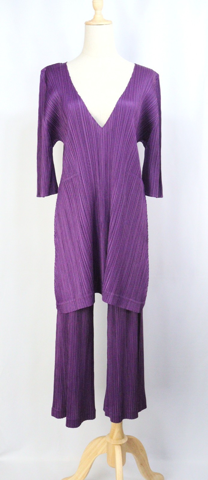 Authentic PLEATS PLEASE 2pc Set Purple Tunic Top & Pants 574 5477a