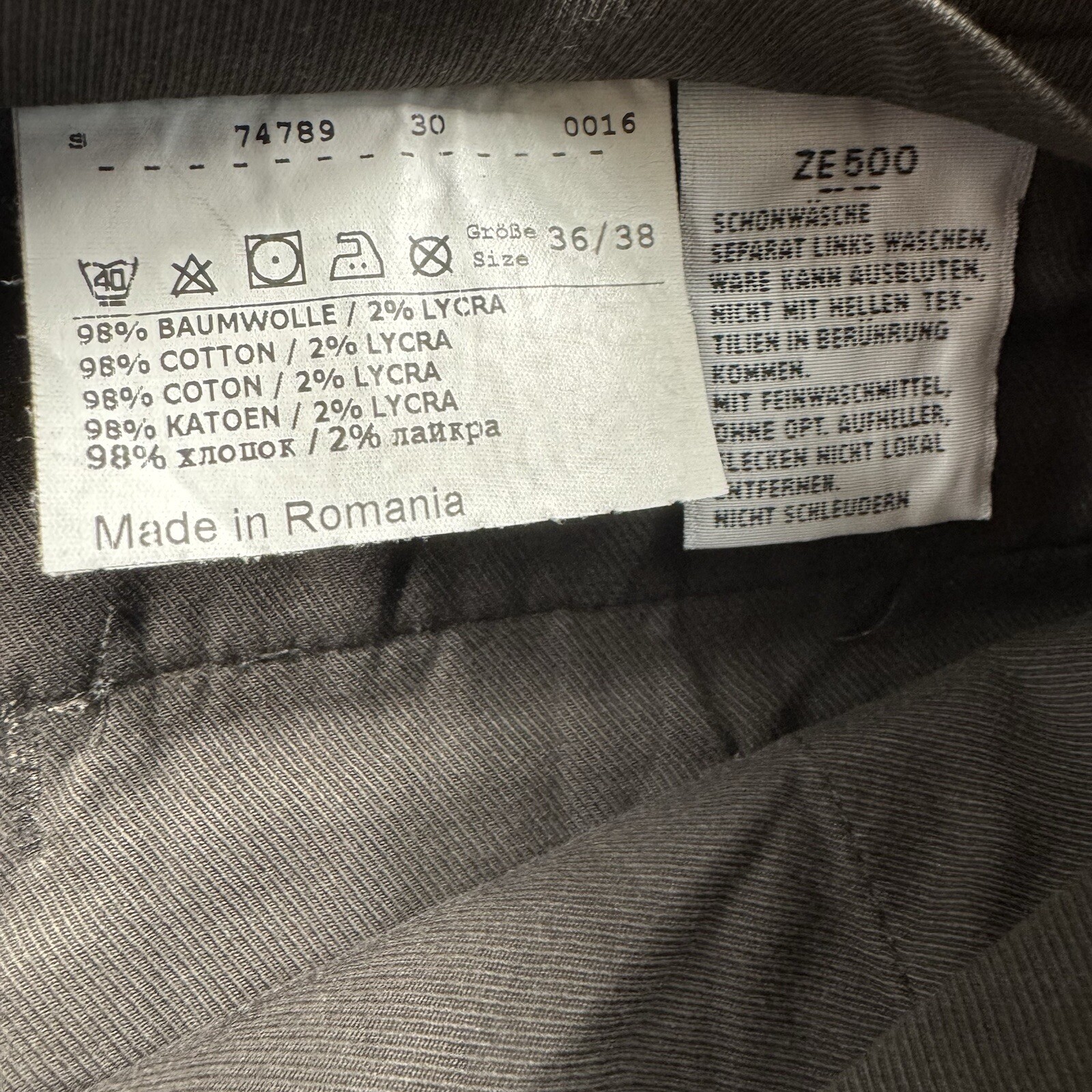 Hiltl Vintage Washed Brown Flat Front Men’s Cotton Blend Trouser Size 34×34