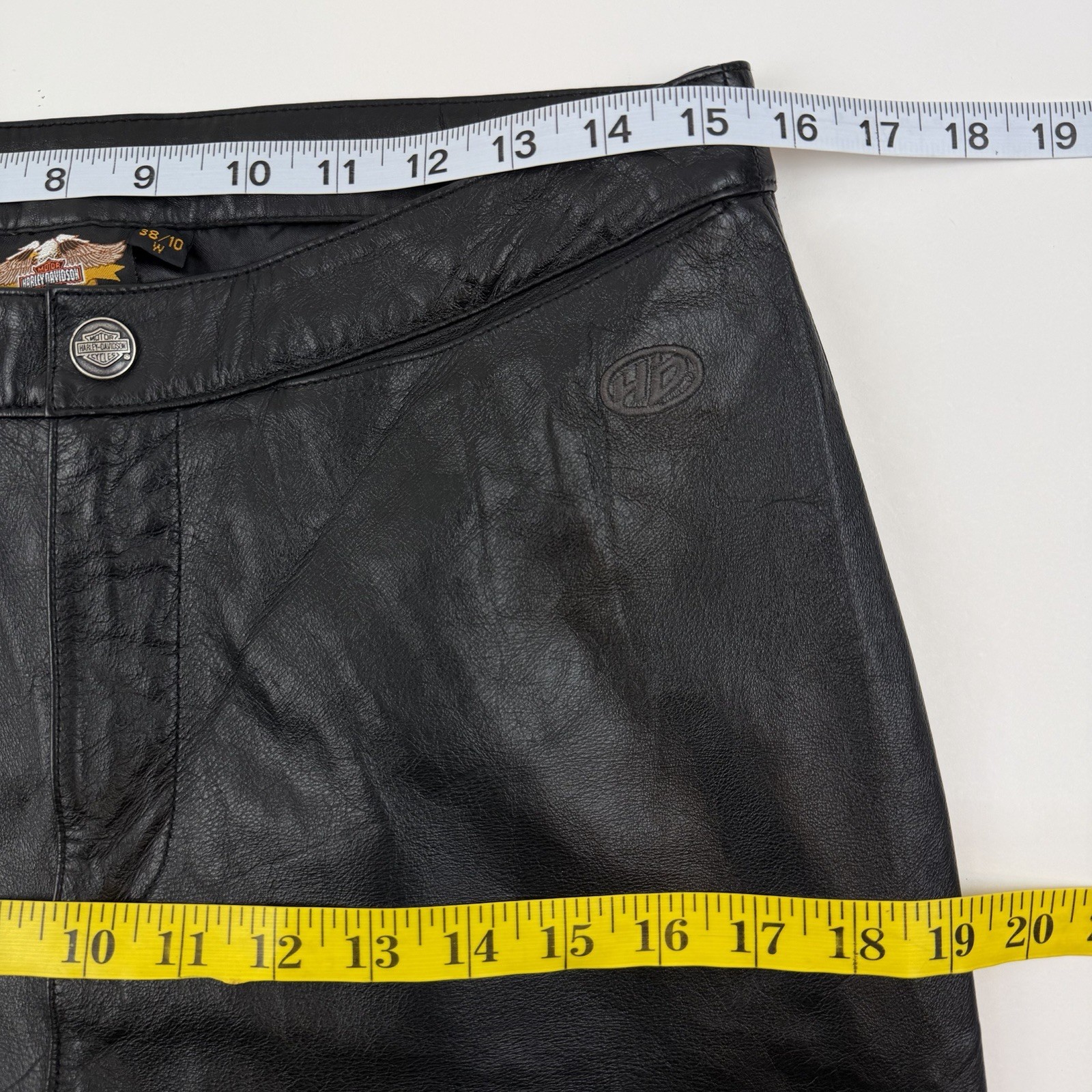 Harley Davidson Leather Pants 38 / 10 W Black Genuine Biker Western Women *READ