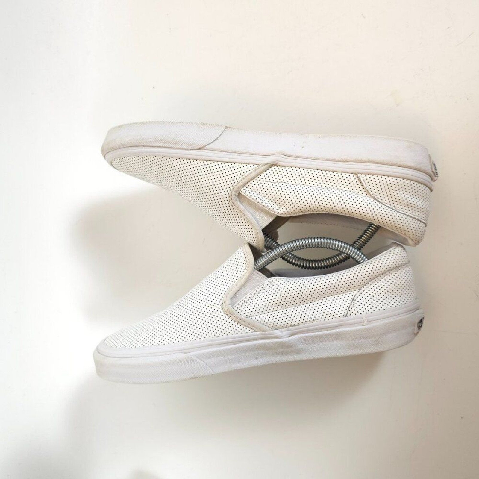 Vans Classic Slip-On Perforated White Leather Sneakers Unisex