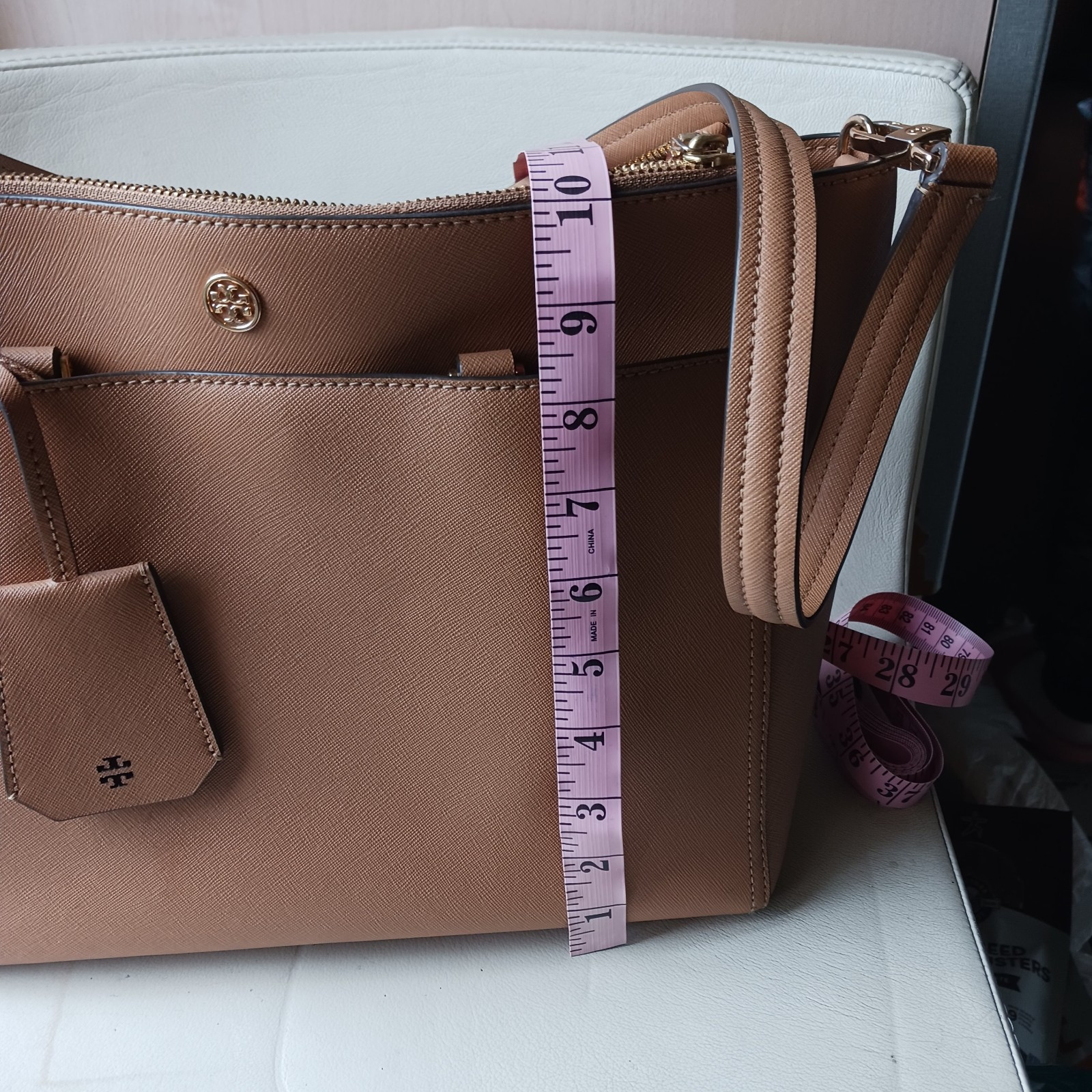 Tory Burch Robinson ToteBag York Triple Saffiano Leathe Compartment Camel Brown