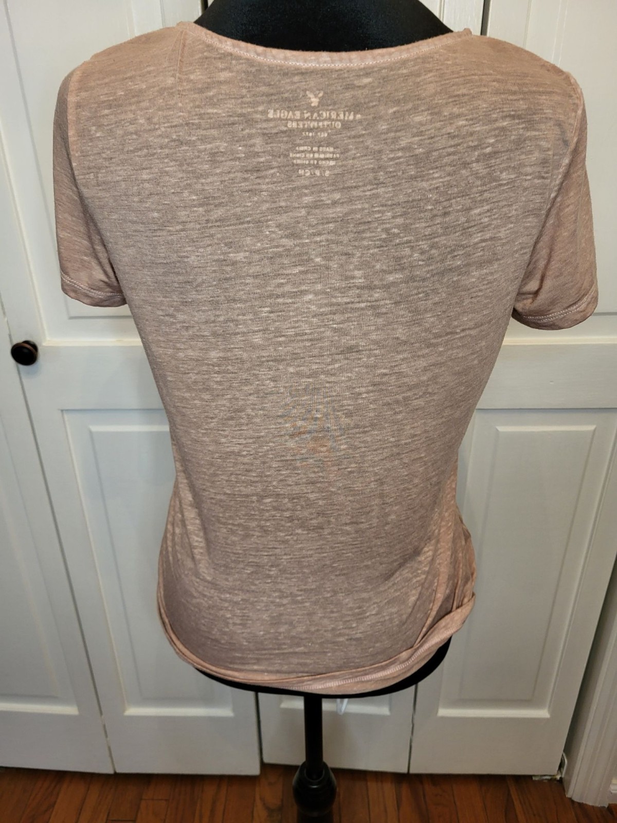 American Eagle Cocoa Lace Up Grommet Slub Knit Tee S Festival Grunge Punk Boho