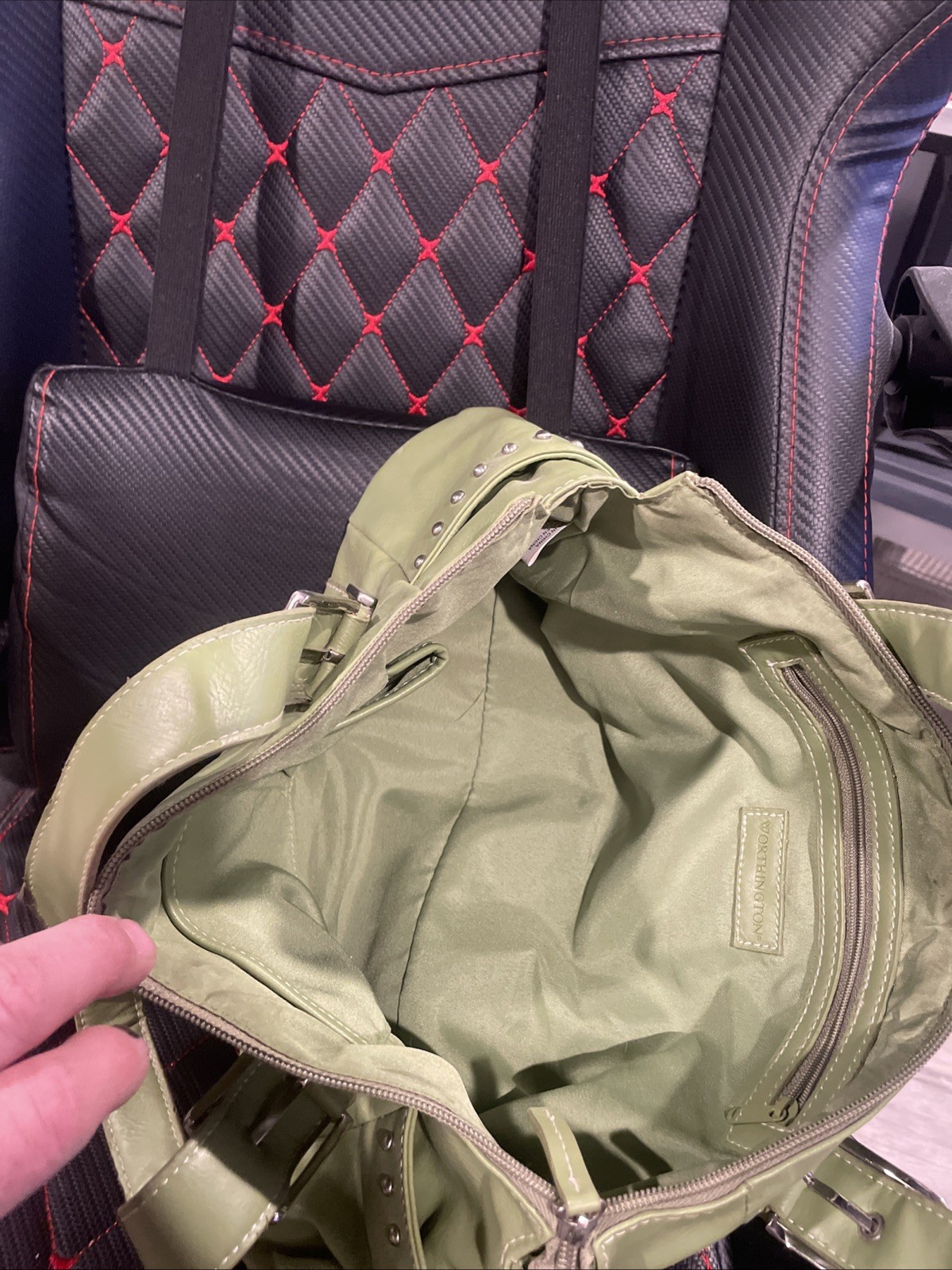 Worthington Vibrant Green PVC Faux Leather Handbag Purse