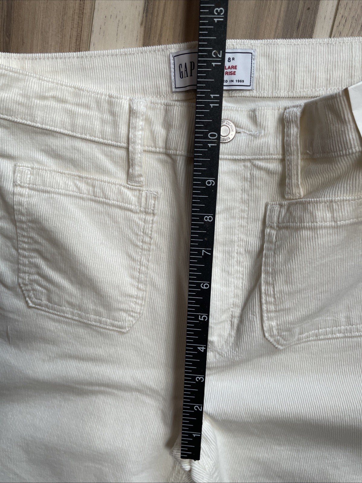 Gap Women Pants 70s Flare High Rise Ivory Corduroy Stretc Sz 29/8R NWT MSRP $80