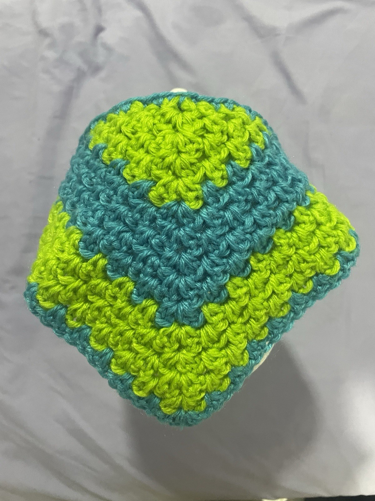 Handmade Crochet Ocean Blue & Sea Green Bonnet Scarf Hat w/ Ties