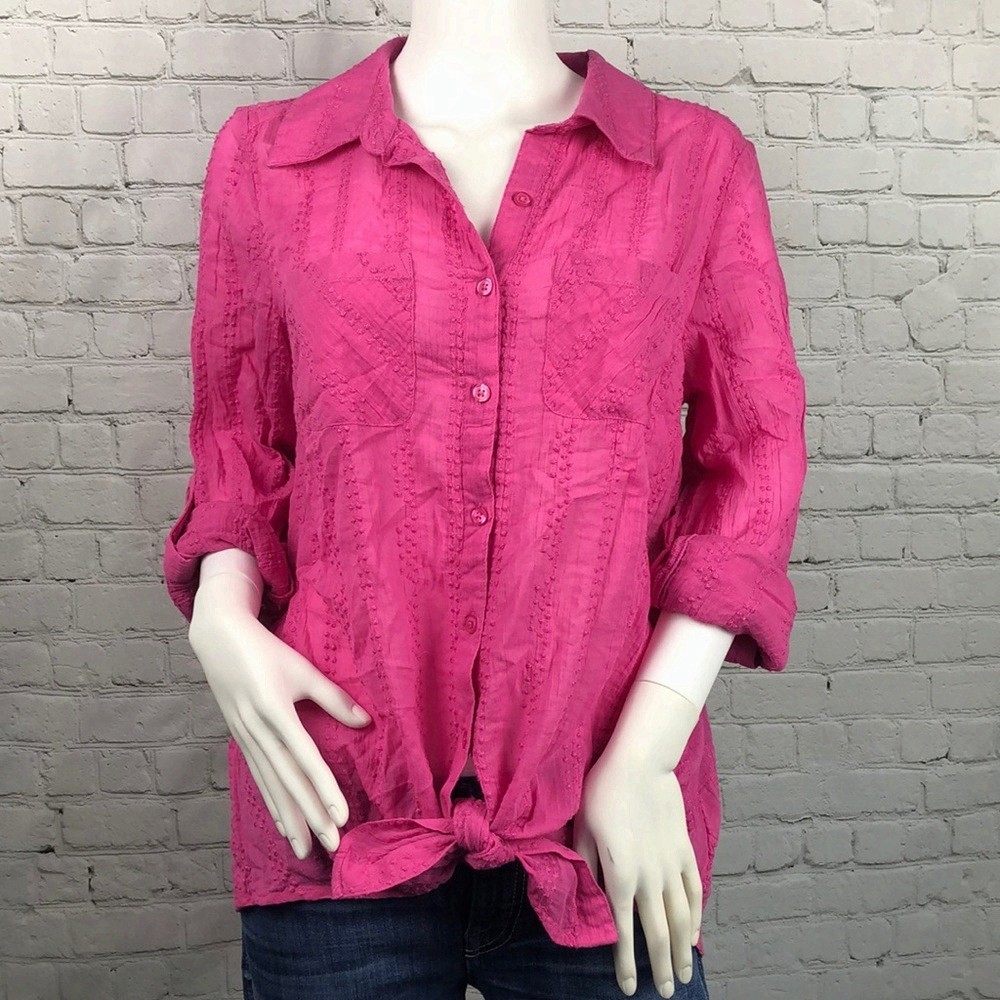 Style & Co Pink Button Shirt Large