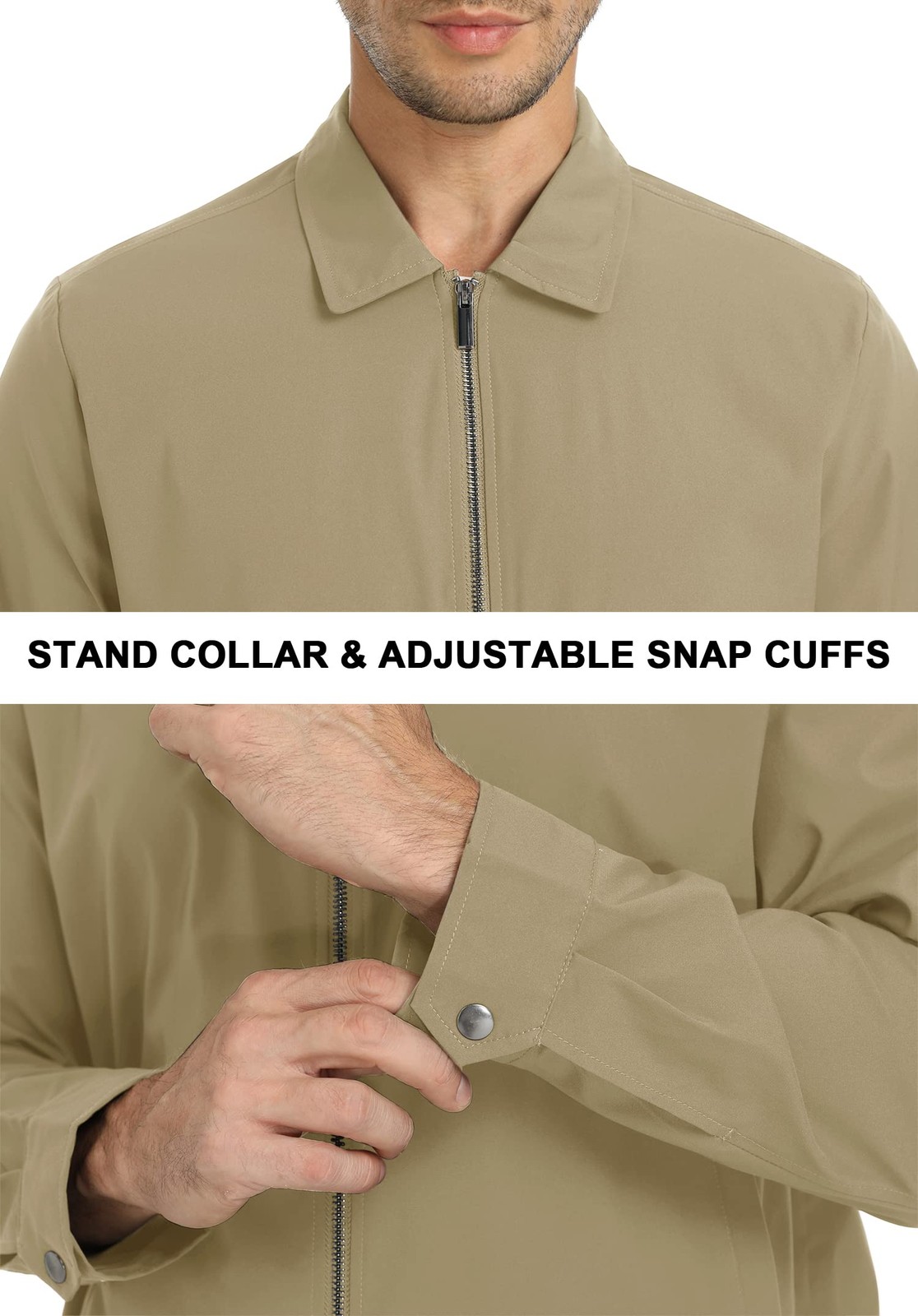 Men’s Light Thin Casual Jacket Golf Sport Windbreaker Front Zip Panel Jackets