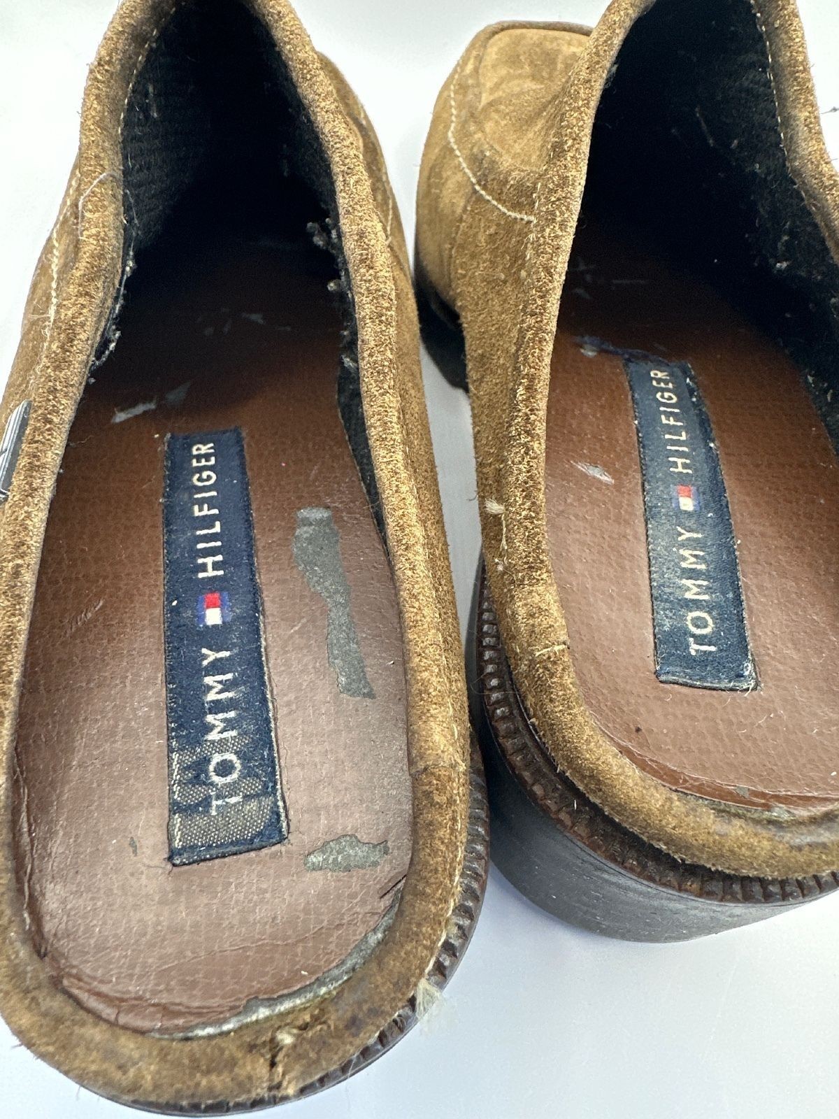 Vintage Womens Tommy Hilfiger Brown Square-Toed Suede Clogs 2.25″ heel Size 6.5M