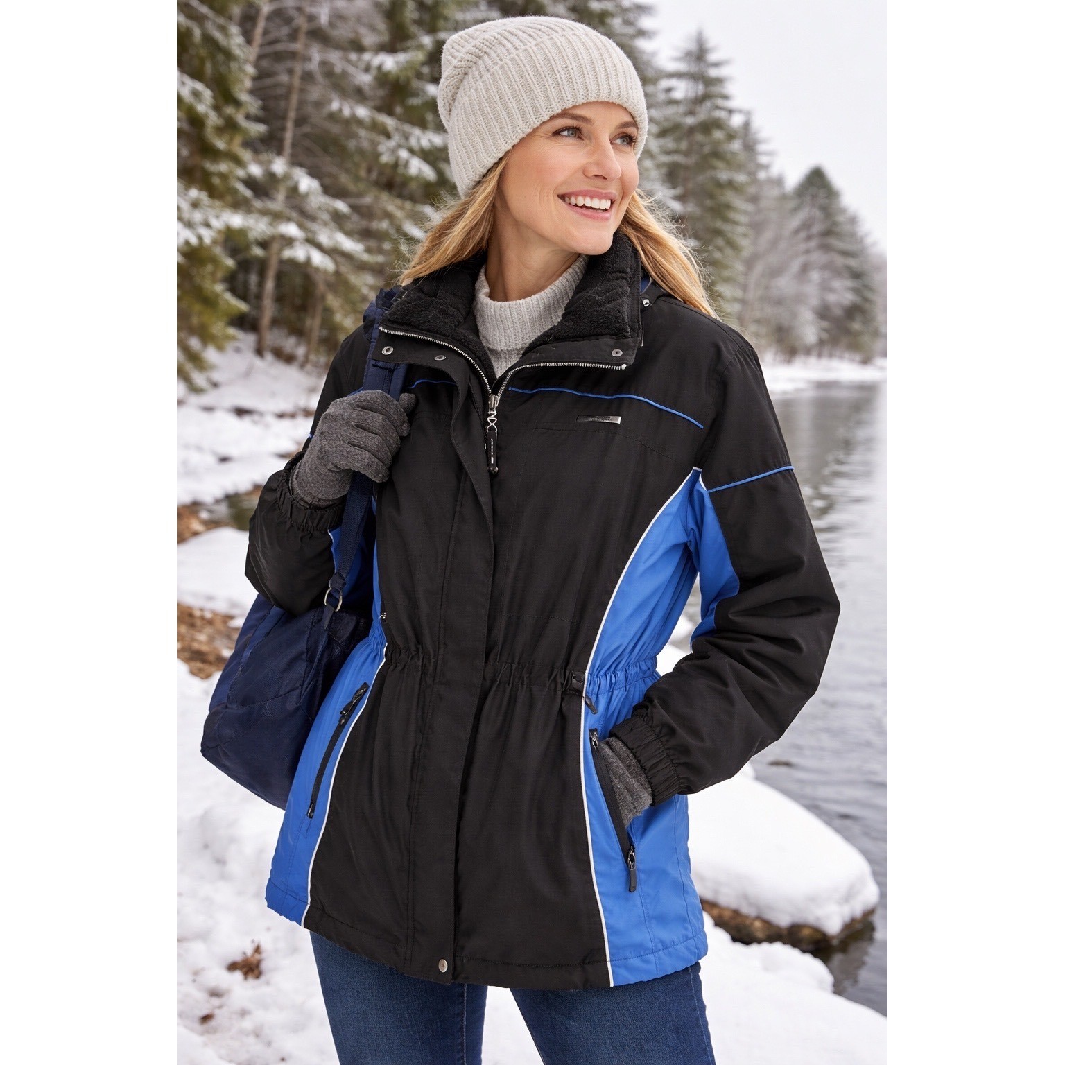 ZeroXposur Womens Black Blue Element Protector Activewear Ski Jacket Lg 12/14