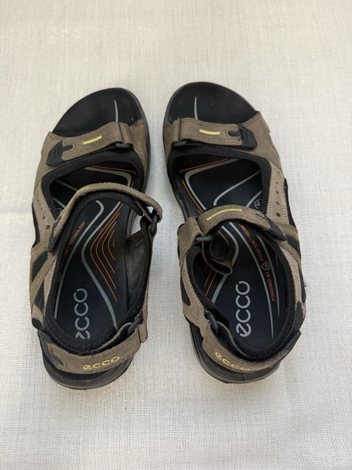 ECCO Men’s Leather Hook & Loop Adjustable Strap Sandals Brown/Black US 10.5
