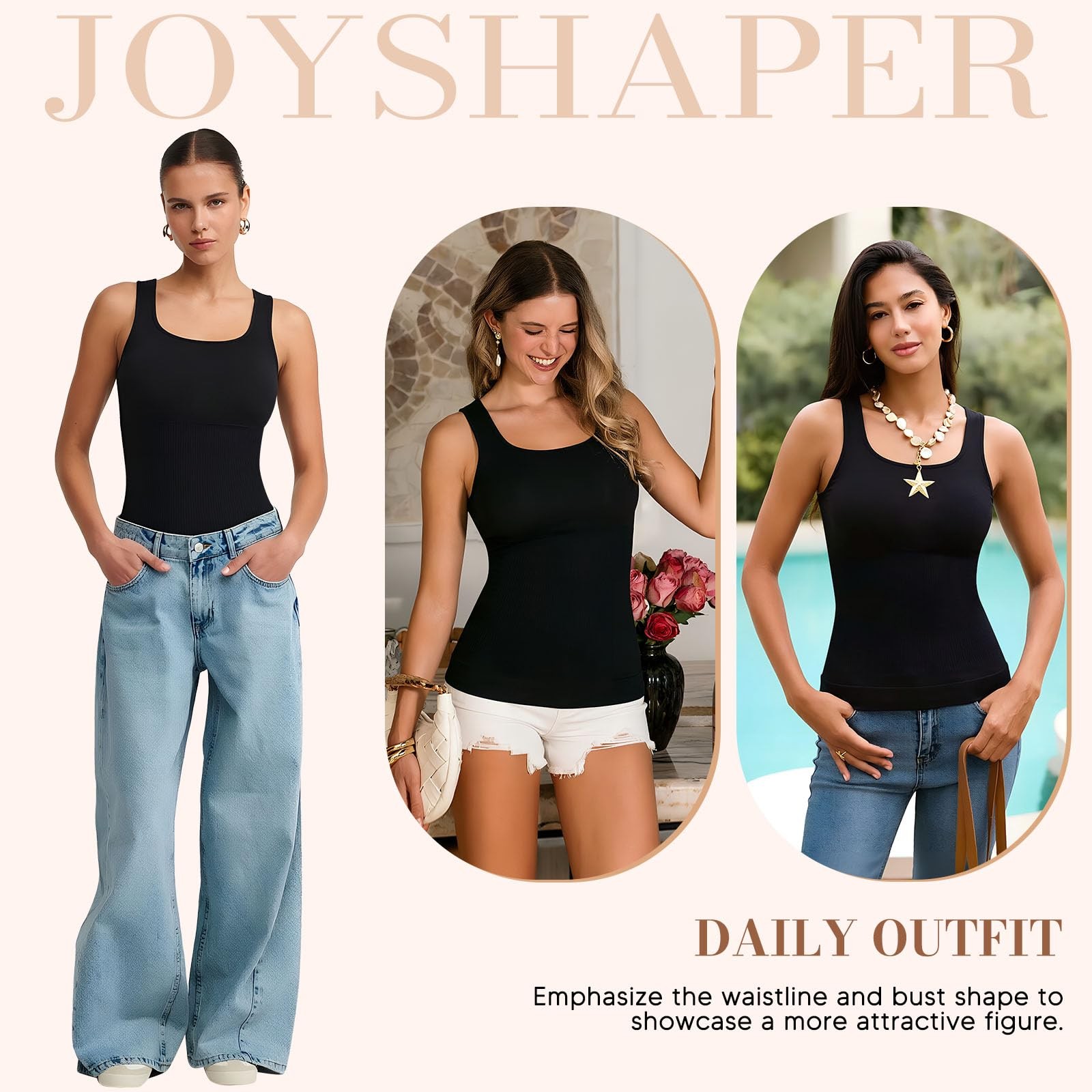 Women Square Neck Camisole Vest Built In Bra Tummy Control Slimming Body Shaper