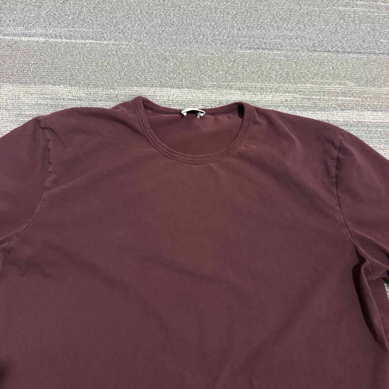 Asket Shirt Mens Extra Large Long Burgundy Organic Cotton Crewneck The T Shirt*