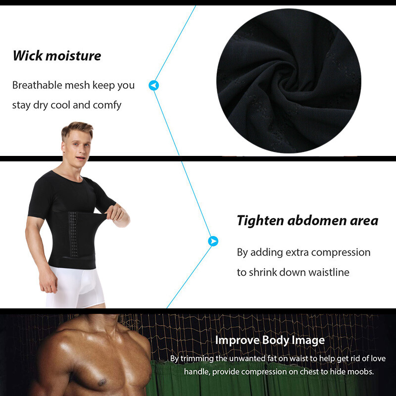 Men’s Slimming Body Shaper Compression Belt Tummy Control Shirt Girdle Vest Tank