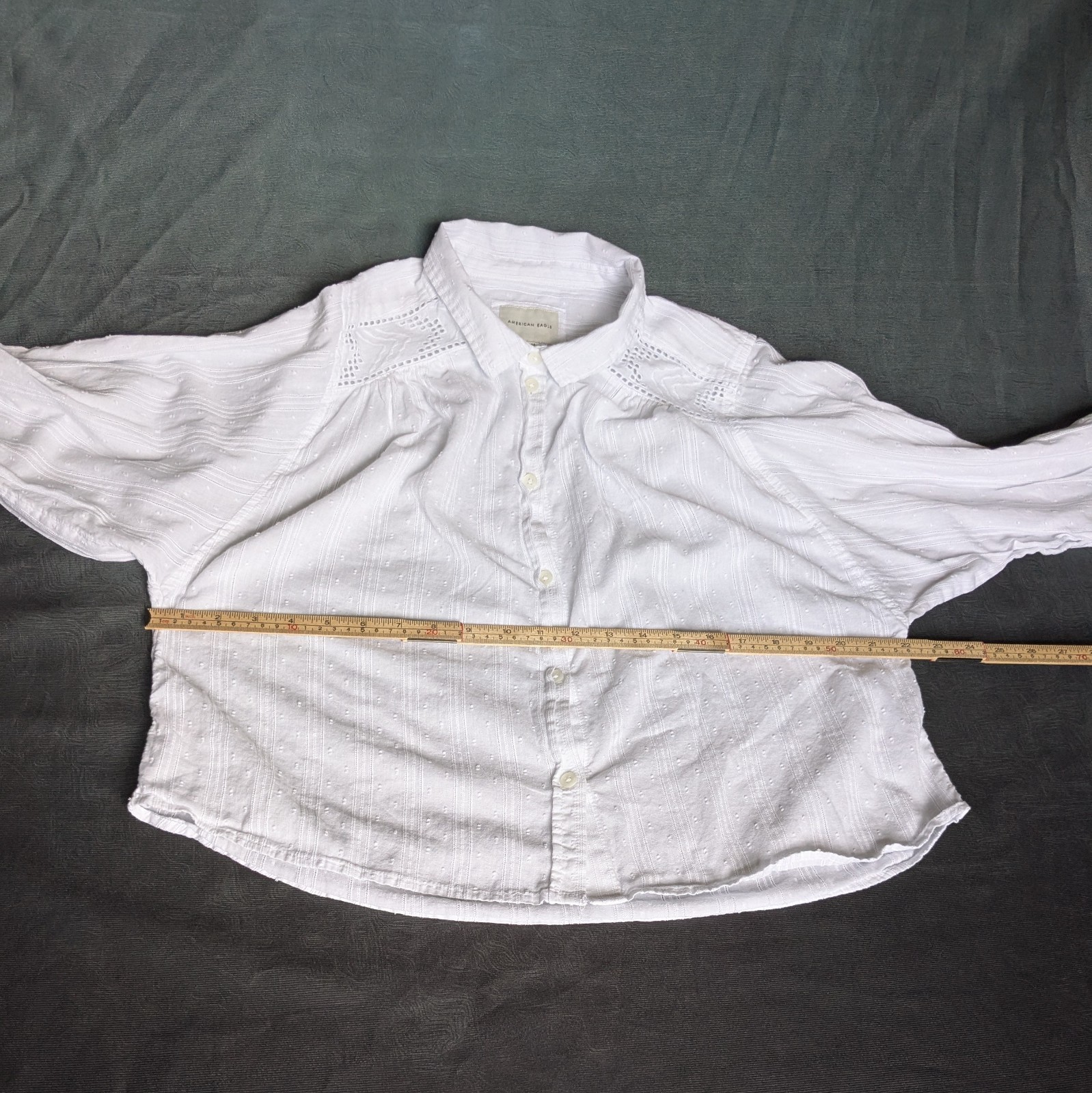 American Eagle White Lace Blouse Women M Boho Cottagecore Victorian Peasant Top