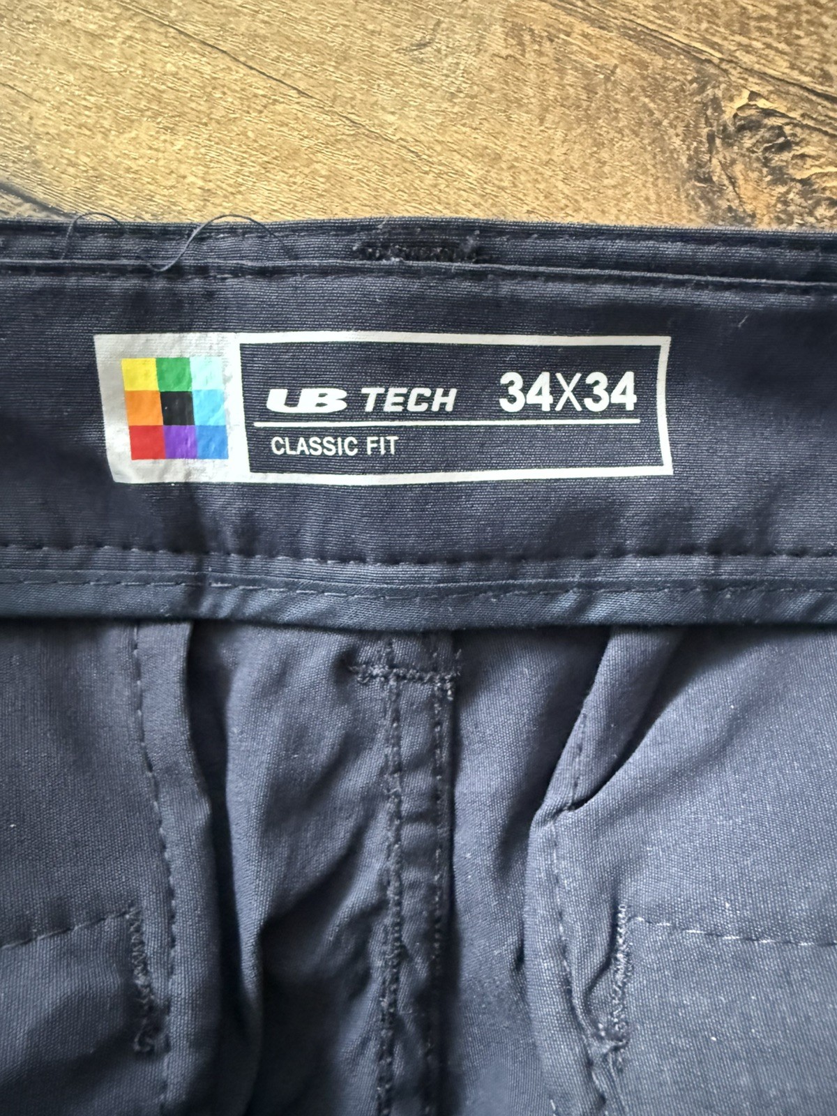 UB Tech Pants Mens Size 34×34 Blue Comfort Waist Chino Stretch UPF 50 Travel NEW