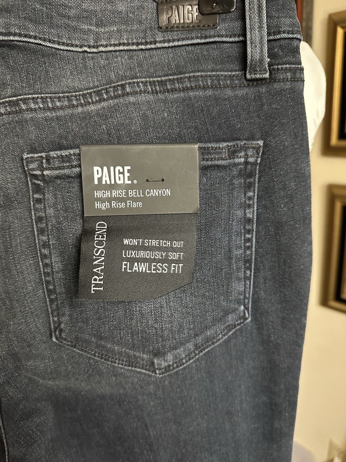 PAIGE women’s stretch high rise flare blue jeans denim cotton USA NWT size 30
