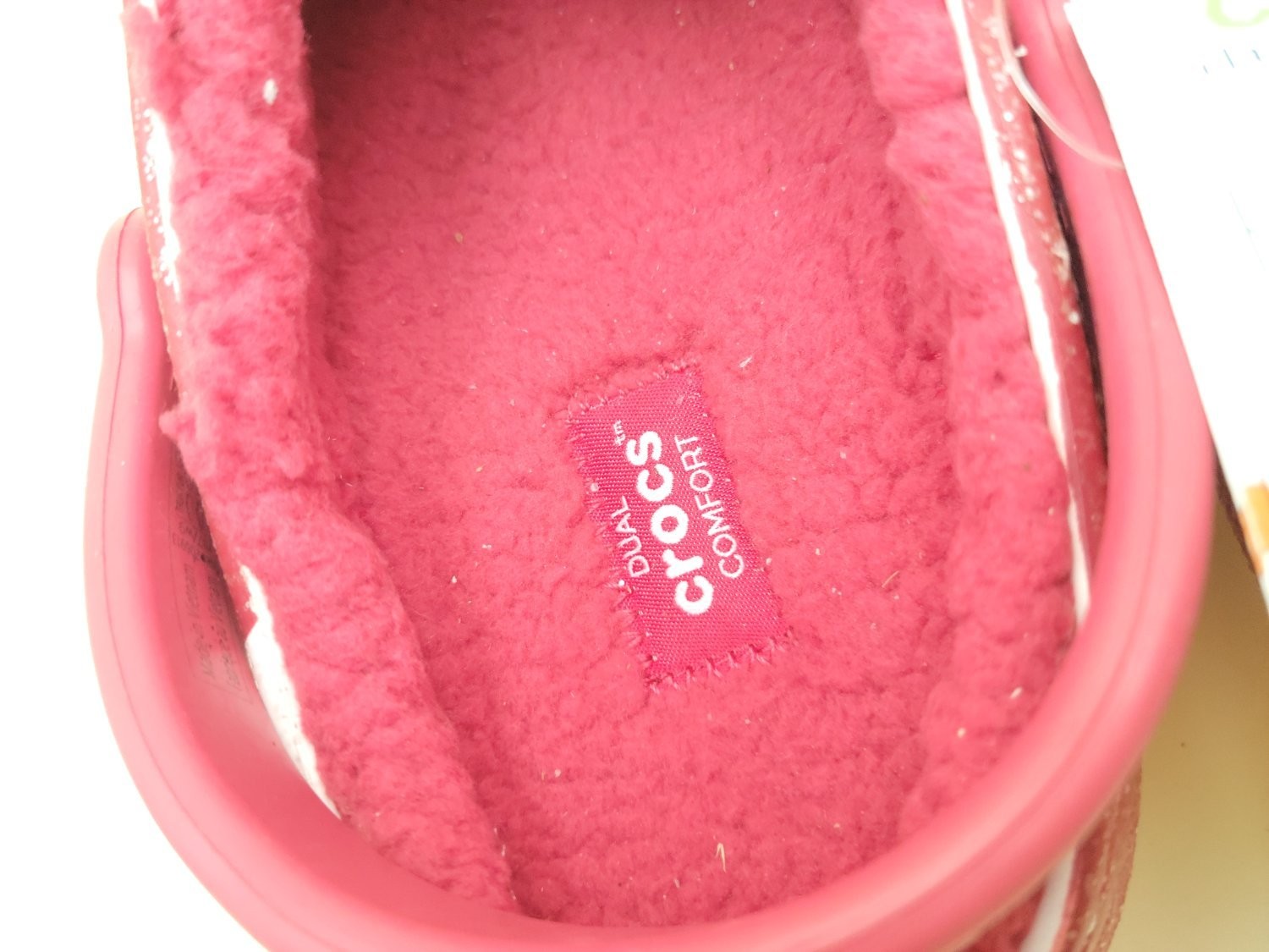 Crocs Classic Lined Holiday Clog Peppermint Glitter Red 206913-119 Women 9 Men 7