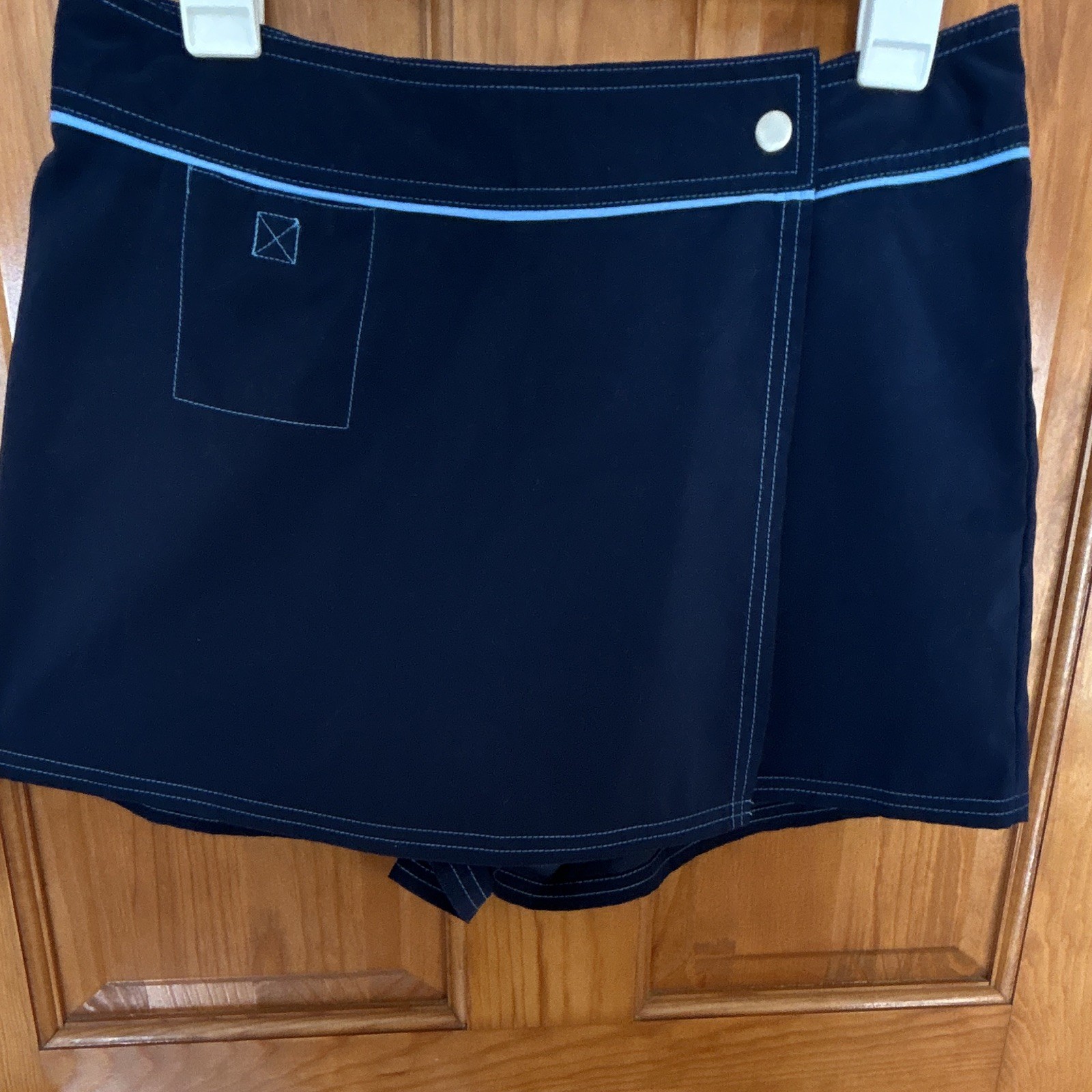 Jantzen Womens Navy Blue Solid Swim Shorts Bottom Size S Front Pocket