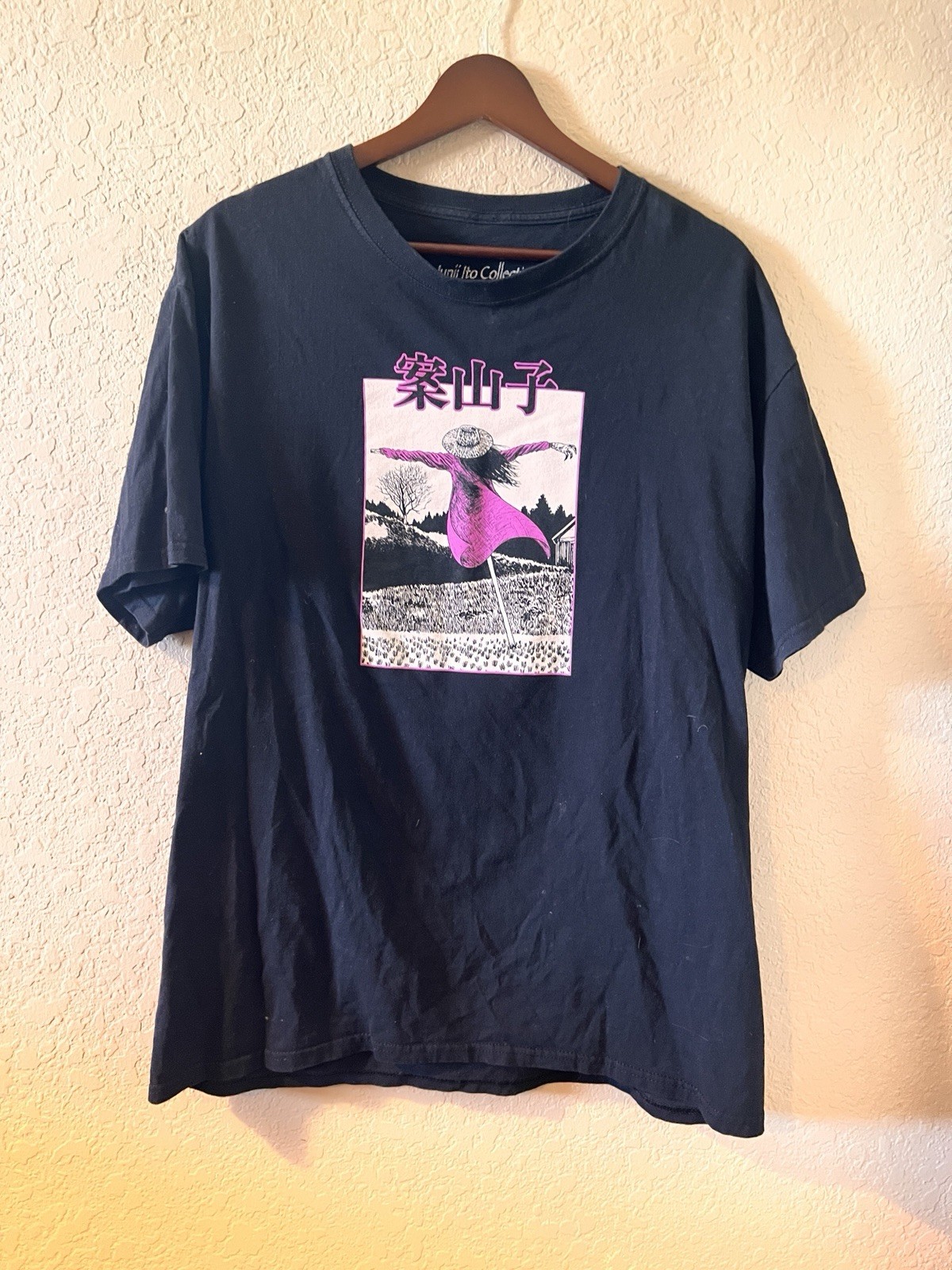 🐝L Crunchyroll Junji Ito Collection Scarecrow T-Shirt Black Graphic Cotton🐝