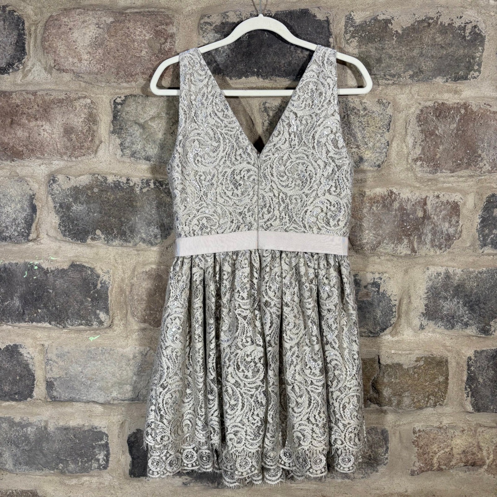 Robert Rodriguez Dress Size 10 Sleeveless Lace Metallic Party Cocktail Formal