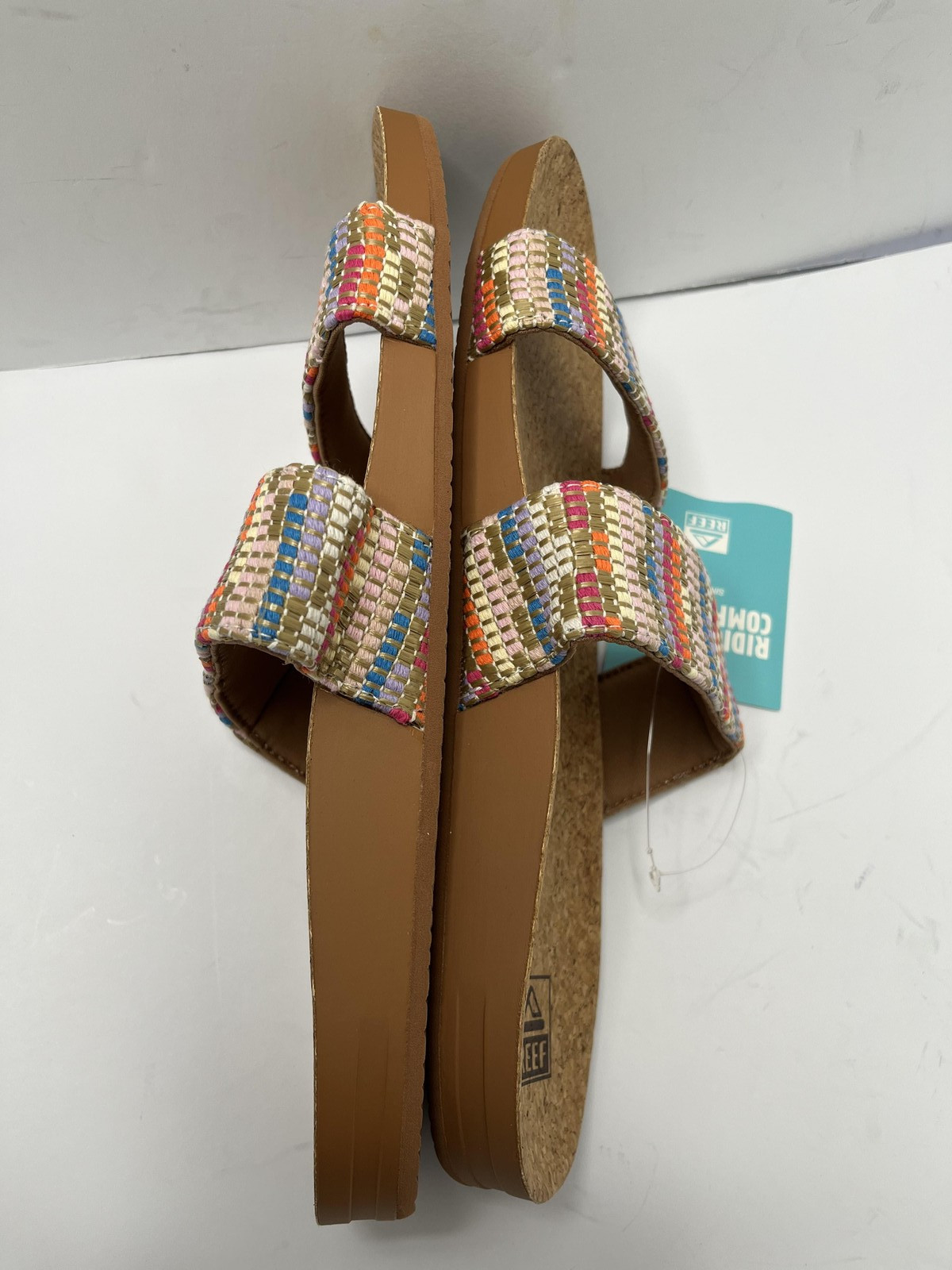 Reef Sandals Womens Size 11 Multicolor Cushion Vista Beachy Woven Slides Slip On