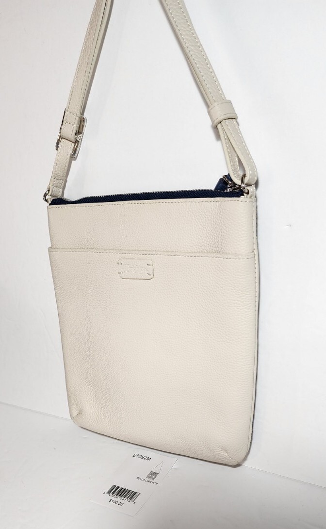 BRIGHTON BELLA LIMONE WHITE LEATHER 108,000 EMBROIDERED STITCHES CORSSBODY POUCH
