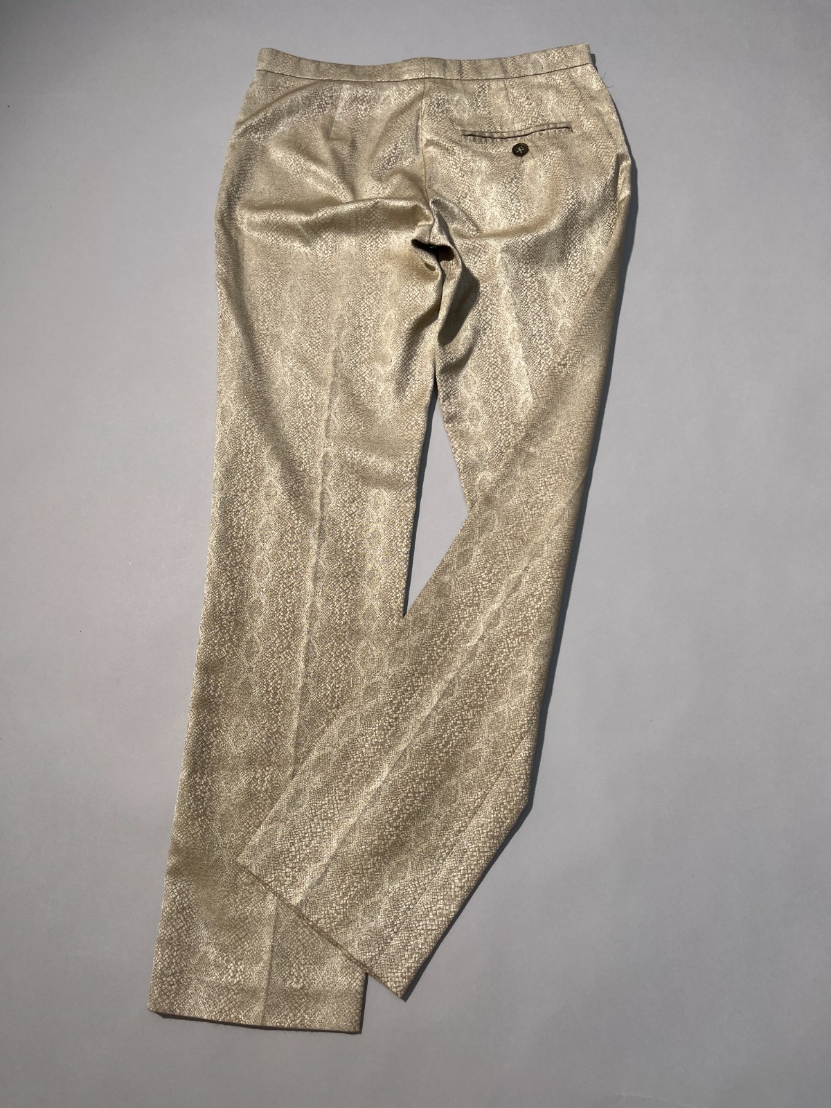 Roberto Cavalli Y2K Snake Effect Shimmer Beige Pants IT42