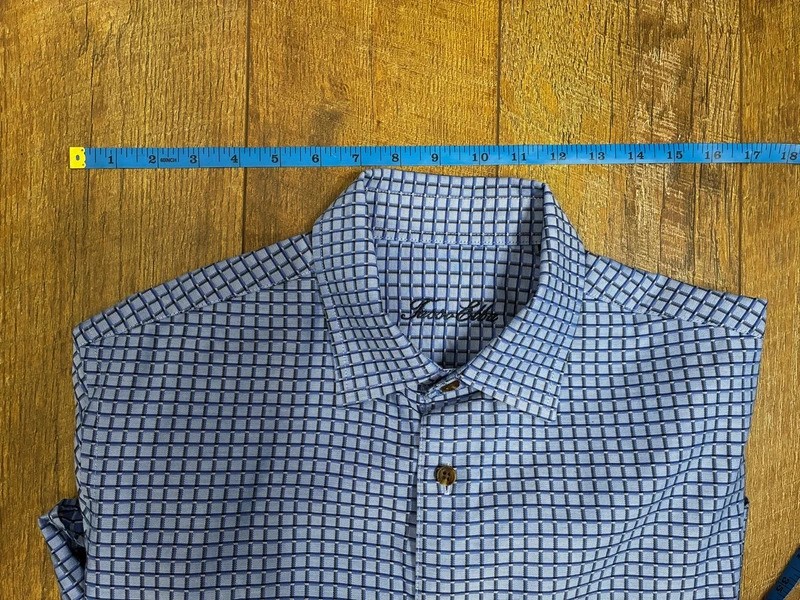 Tasso Elba Men’s Blue Checked Grid Pattern Button Up Shirt Size M