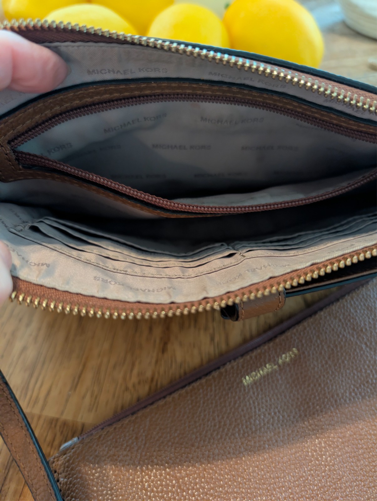 michael kors brown handbag crossbody used leather