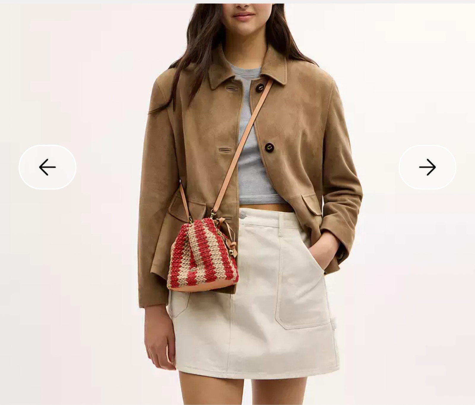 Coach Outlet Faye Mini Drawstring Bag – Stripe CEN17 IMZ1Y Red/Tan NWT