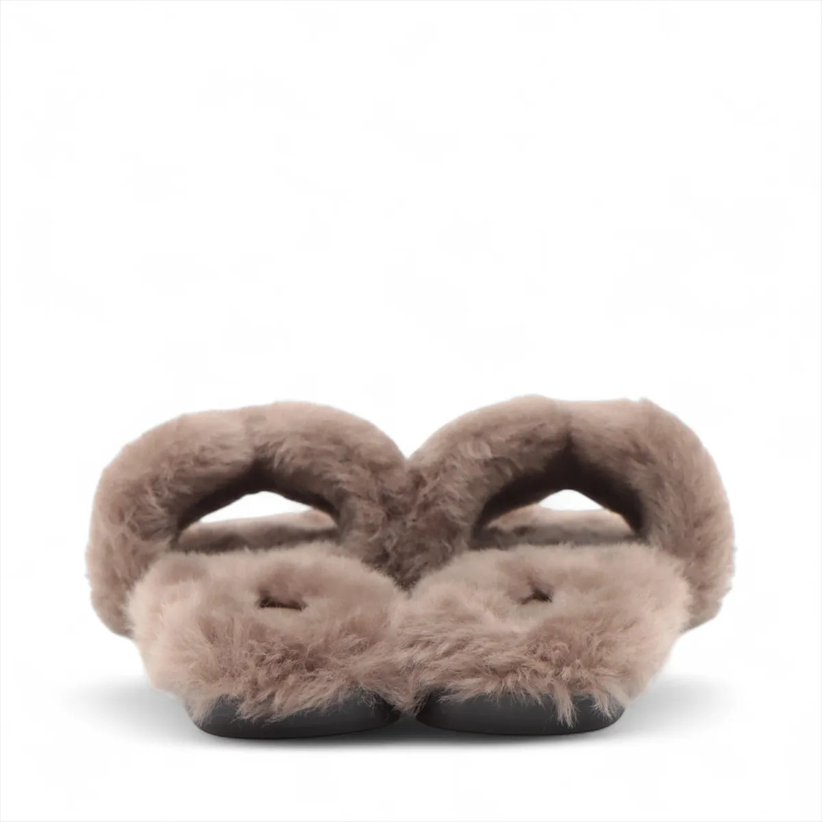 Hermès Oran Fur × Leather Sandals 38 Ladies’ Greige 231288Z Sheepskin Box There