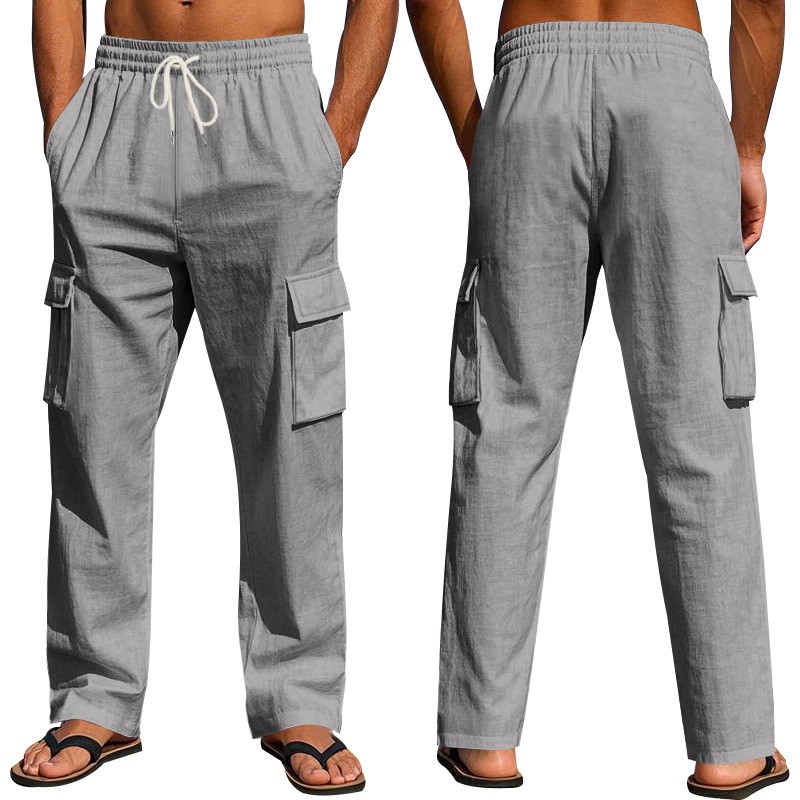Spring Autumn Multi-Pocket Straight Leg Cargo Pants