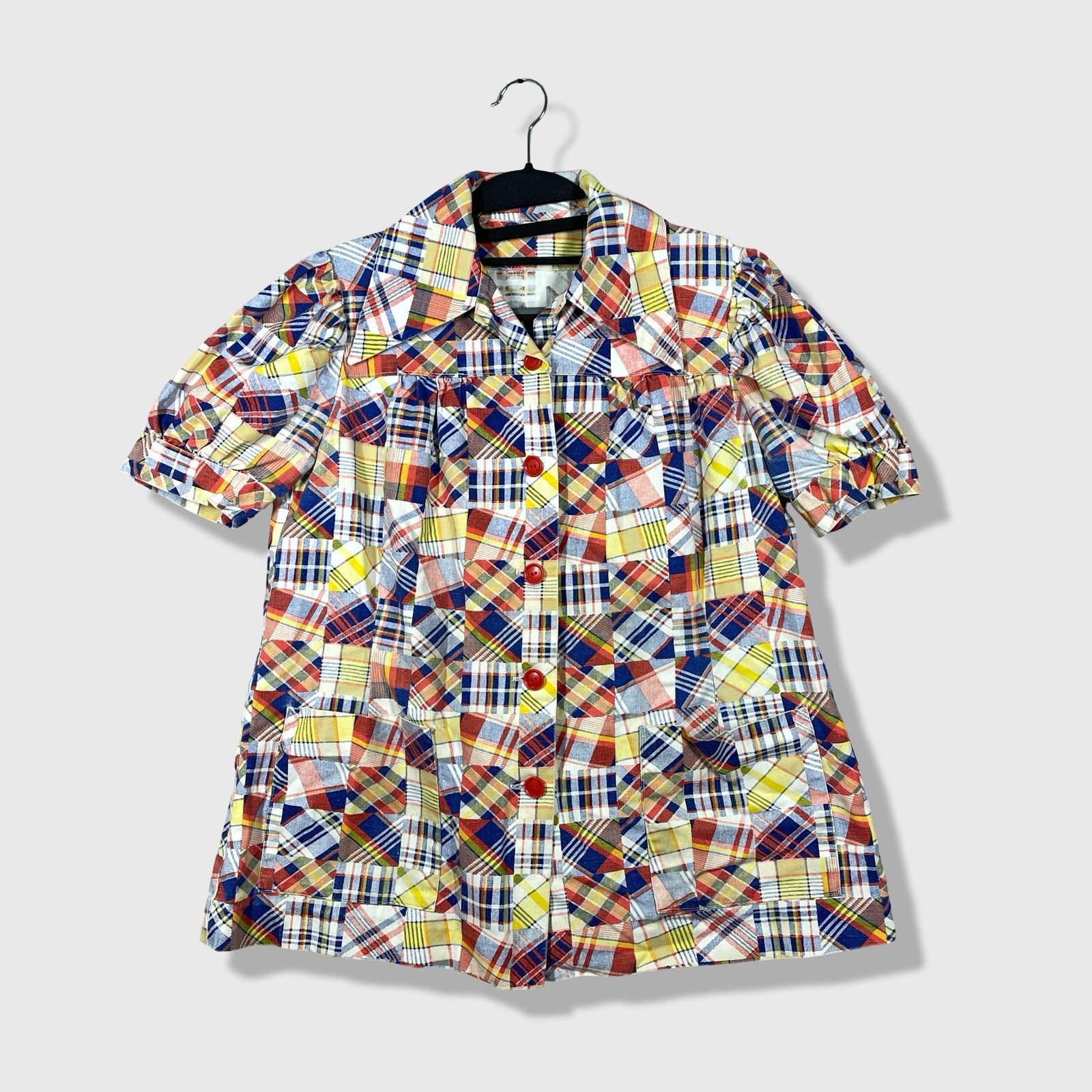 Unbranded Patchwork Print Top Women L Multicolor Vintage Retro Cottagecore