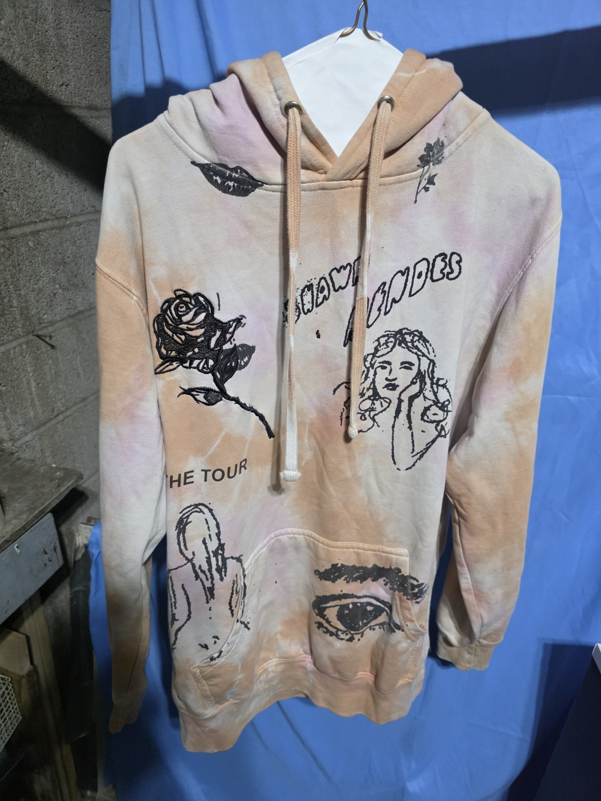 Shawn Mendes The Tour Sketch II Tie-Dye Hoodie Unisex Size M Sweatshirt