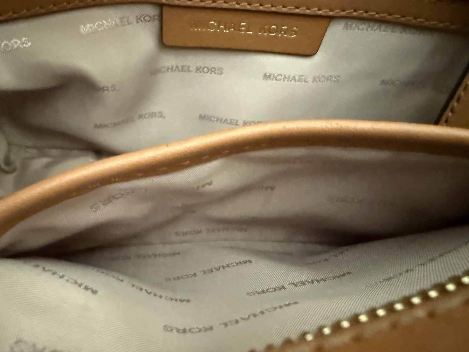 Pre-Owned Michael Kors Studded Logo Camera Crossbody Bag 32F7GGNM2V Brown
