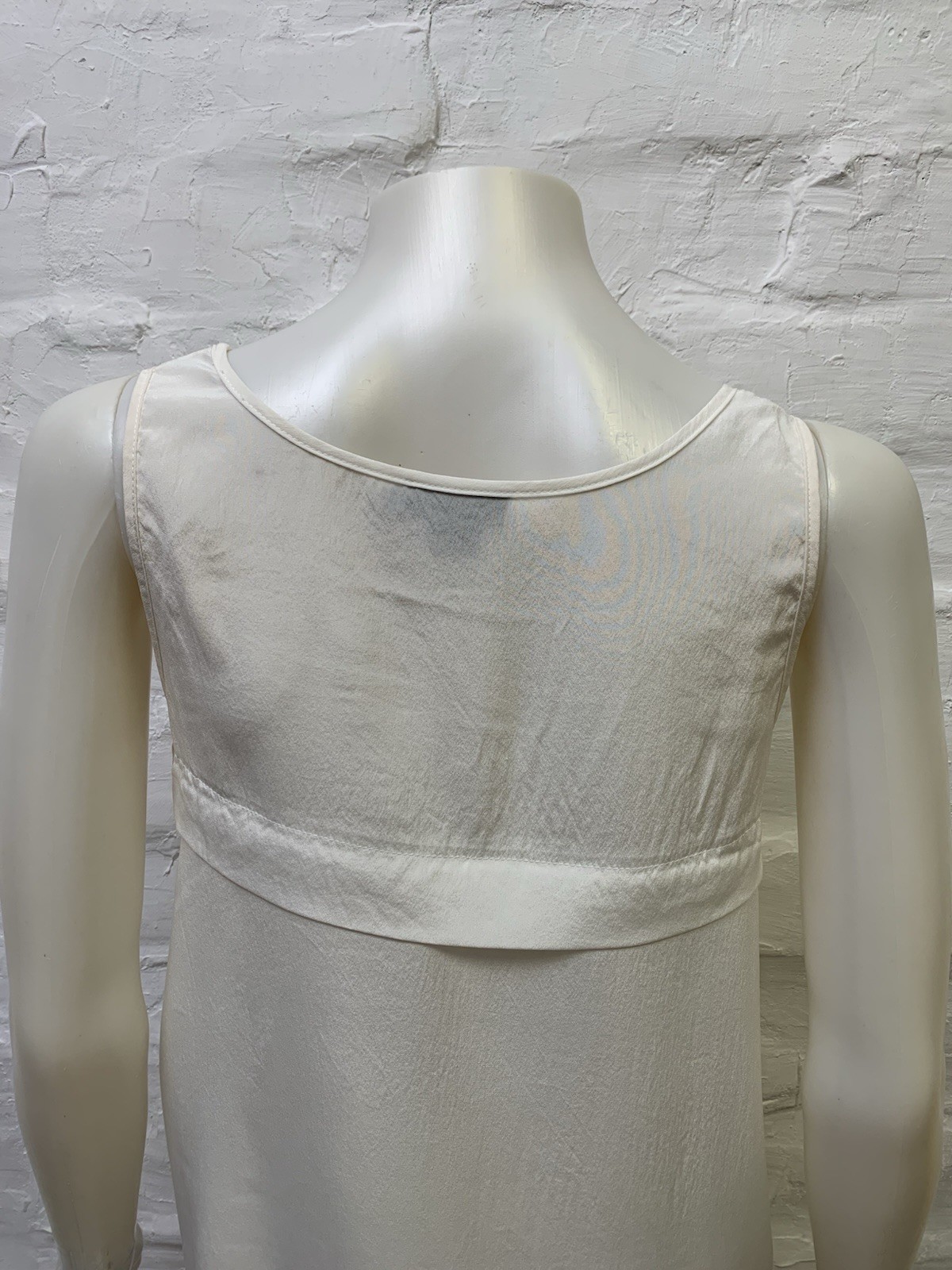 DKNY Silk Blend White Asymmetric High Low Tunic Tank Top Sleeveless Blouse P