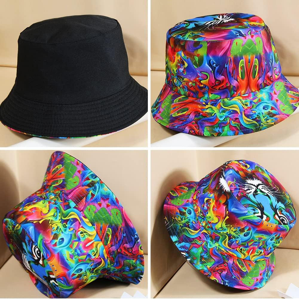 Unisex Bucket Hat Beach Sun Hat Aesthetic Fishing Hat for Men Women Teens, Rever