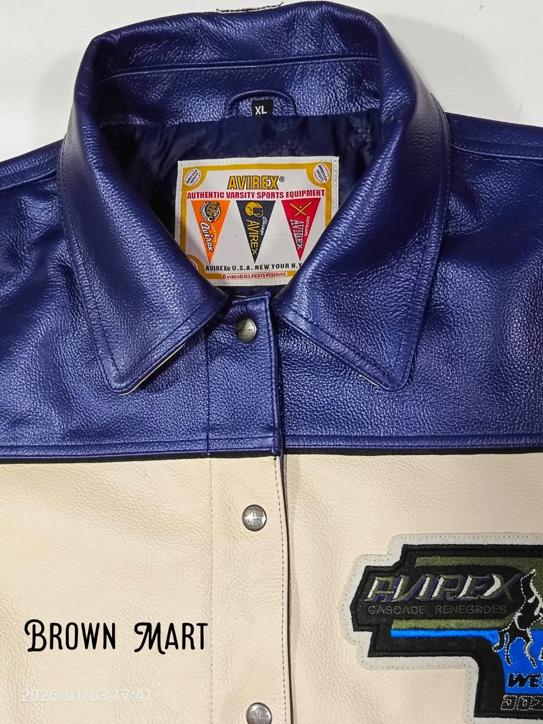 RARE Vintage 90s Avirex Cascade Renegades Indian leather Varsity Jacket