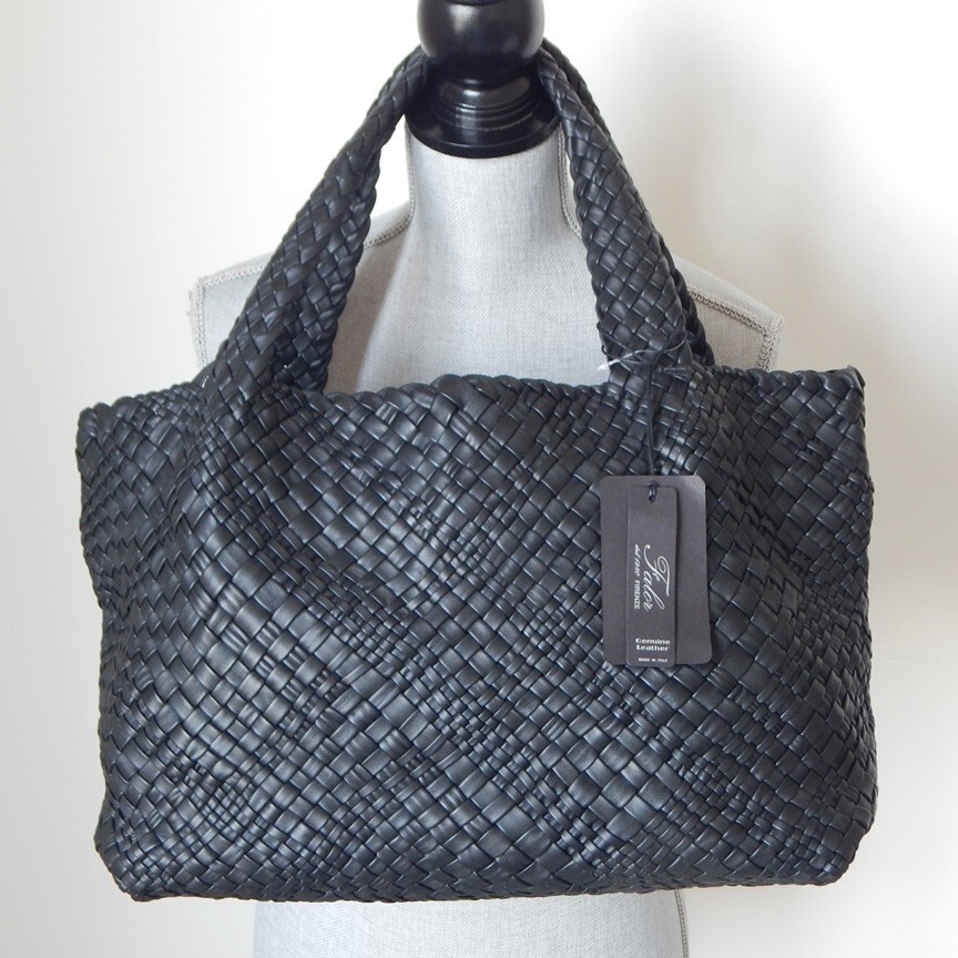 Falor Firenze Leather Hand Woven Large Tote Shoulder Bag Made in Italy NWT RARE
