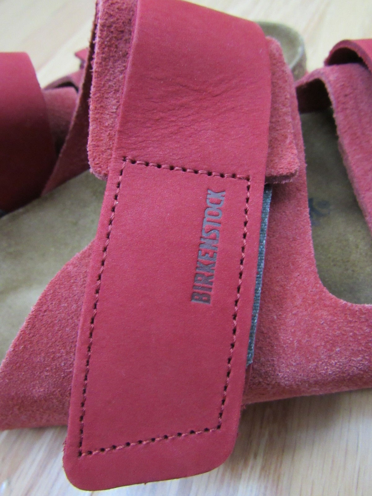 Birkenstock $160 Uji Nubuck-Suede Leather Slides in Sienna Red 39 N