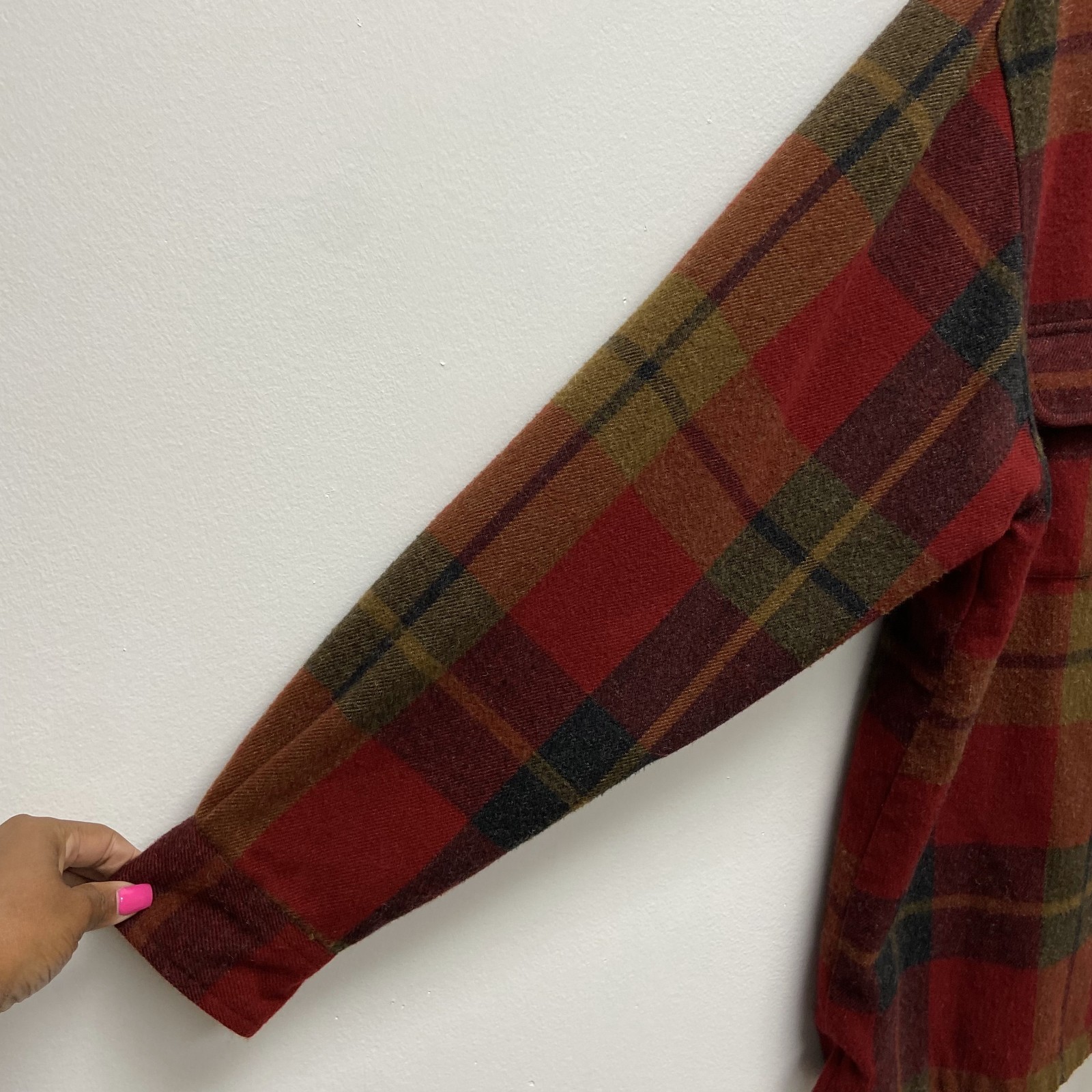 Ivy Crew Shirt Shacket Mens Red Plaid Leather Elbow Pads & Collar Jacket Large