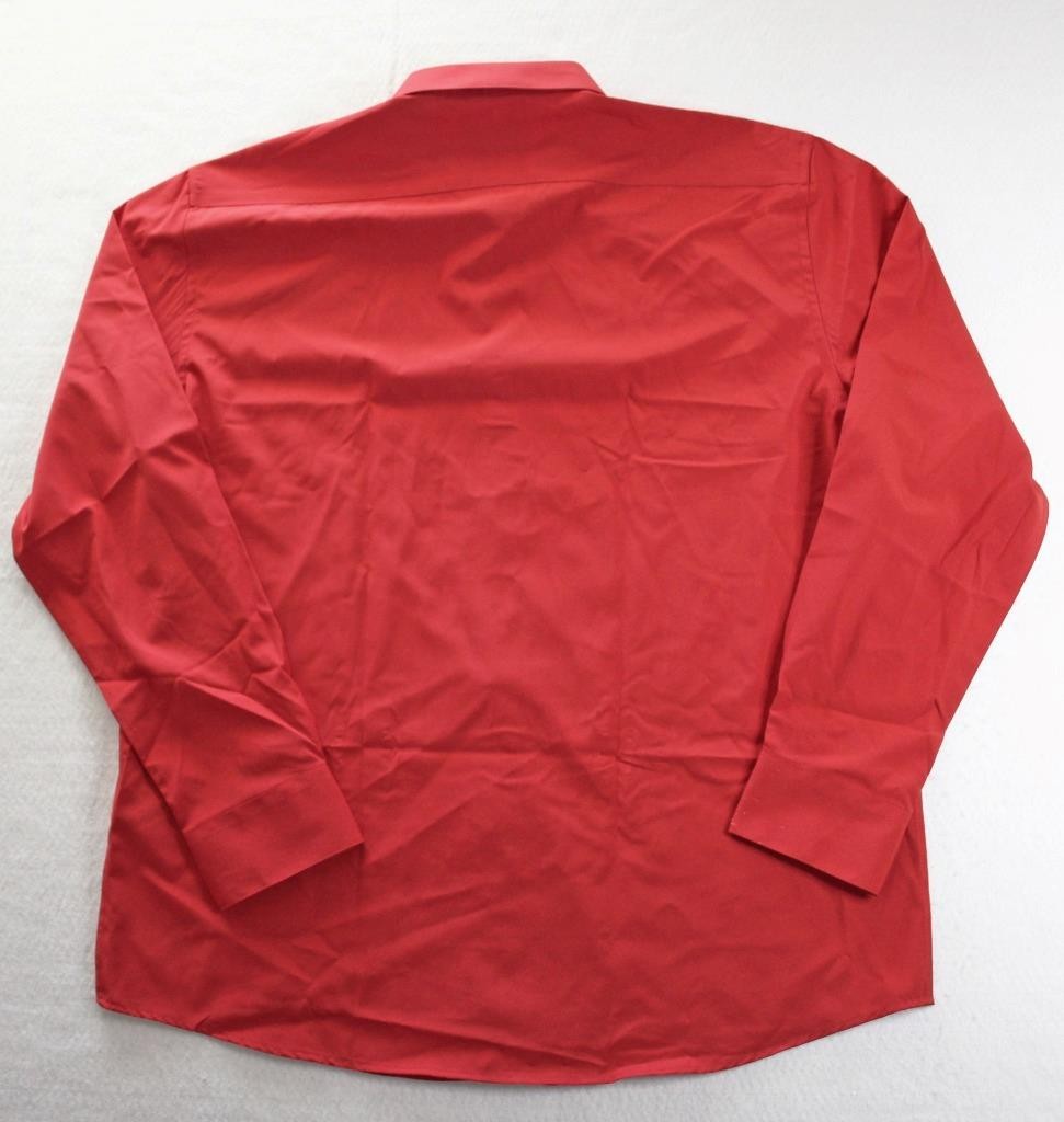 Nautica Shirt Mens XL 34-35 Long Sleeve Slim Fit Button Front Stretch Red NEW