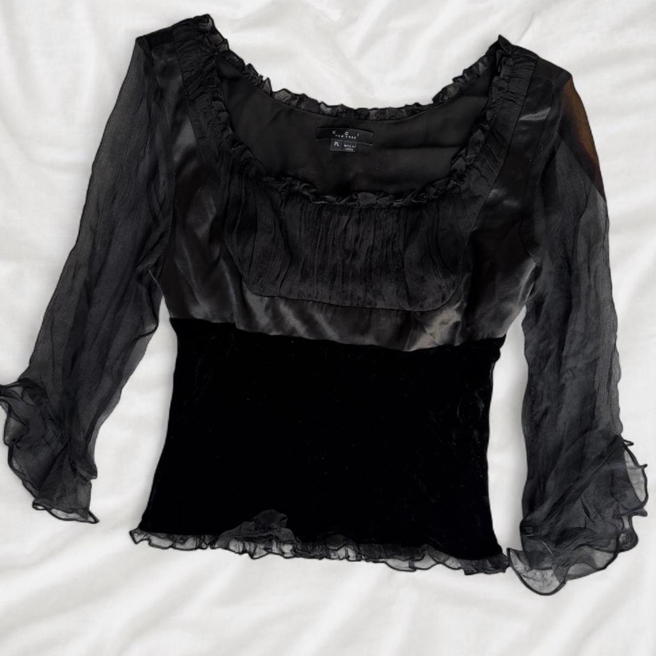 Vintage ECI New York Velvet And Silk Milkmaid Top, Fairygoth Y2K