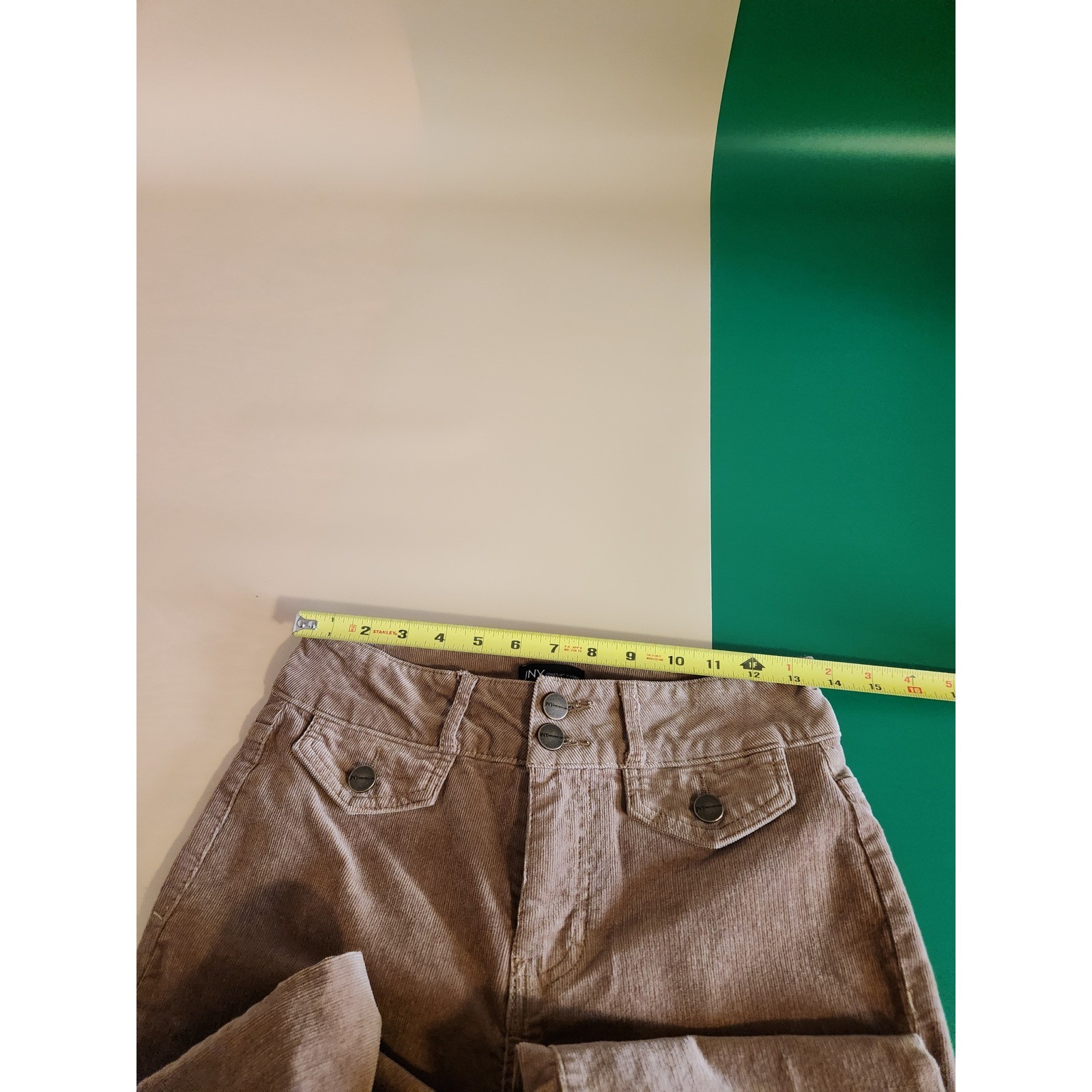 Jones New York Corduroy Pants Women 4 Tan Flare Leg Double Button JNY Stretch