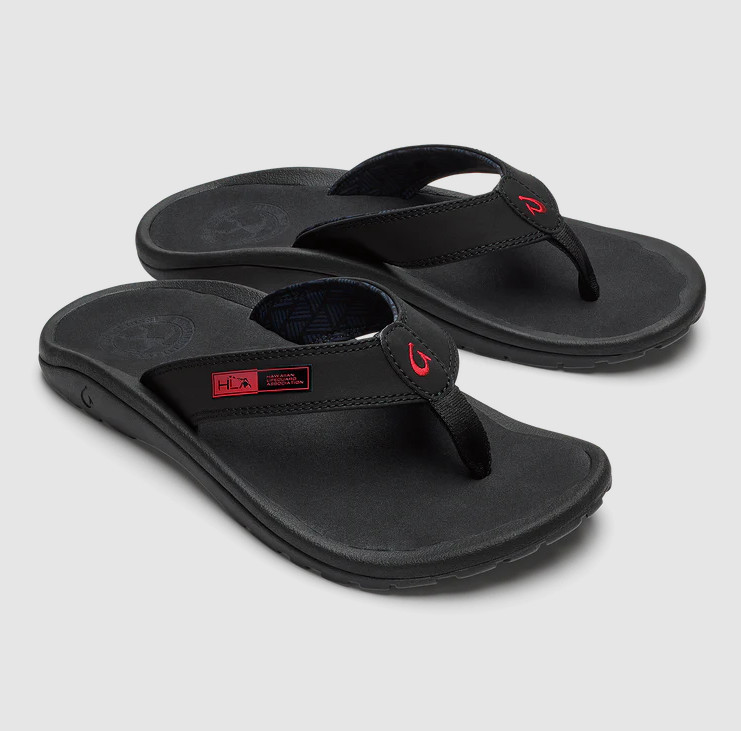 NEW AUTH OluKai Ohana Men’s Beach Sandals Black Hla Water Resistant Flip Flops